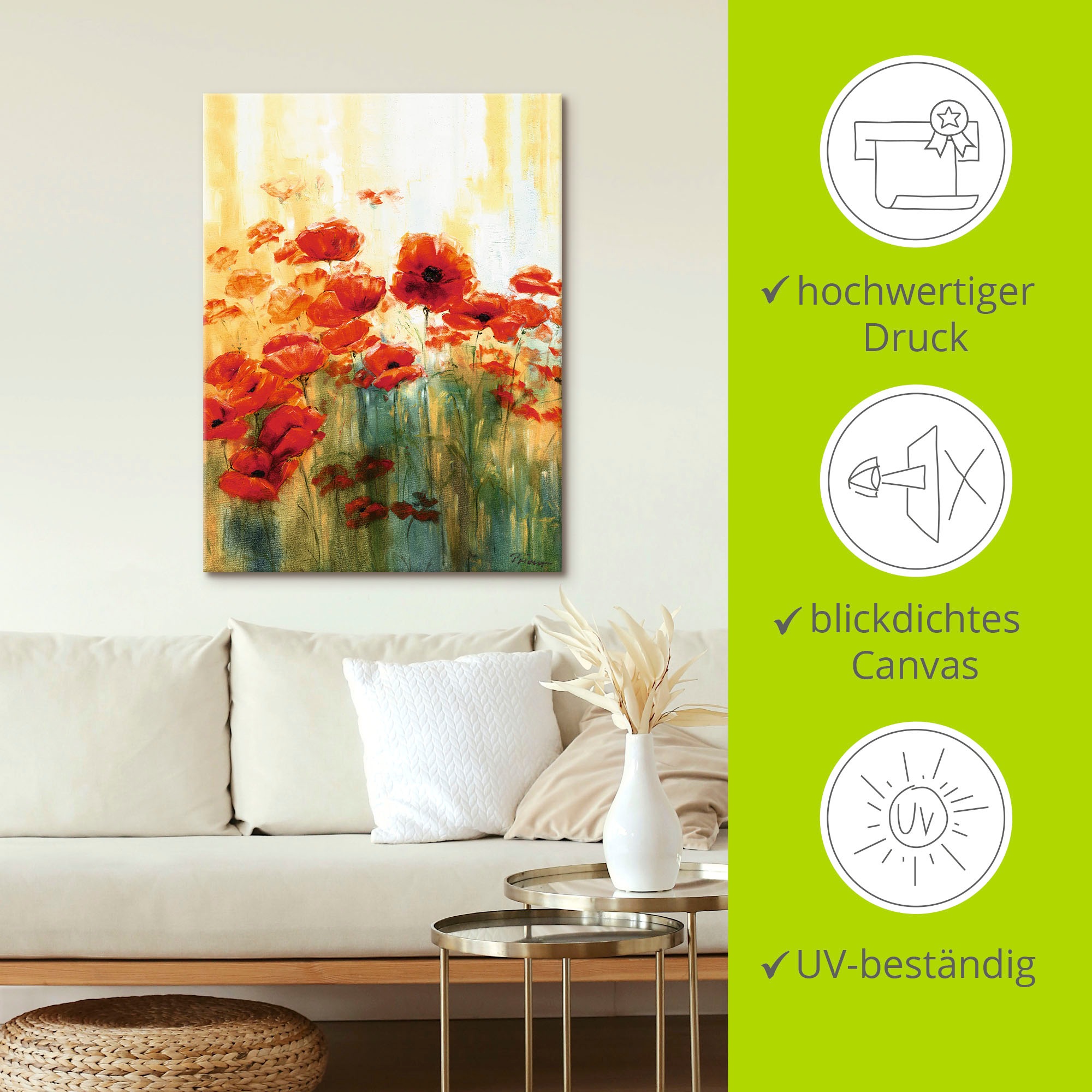 Artland Wandbild »Mohnwiese«, Blumen, (1 St.), als Alubild, Outdoorbild, Leinwandbild, Poster in verschied. Größen