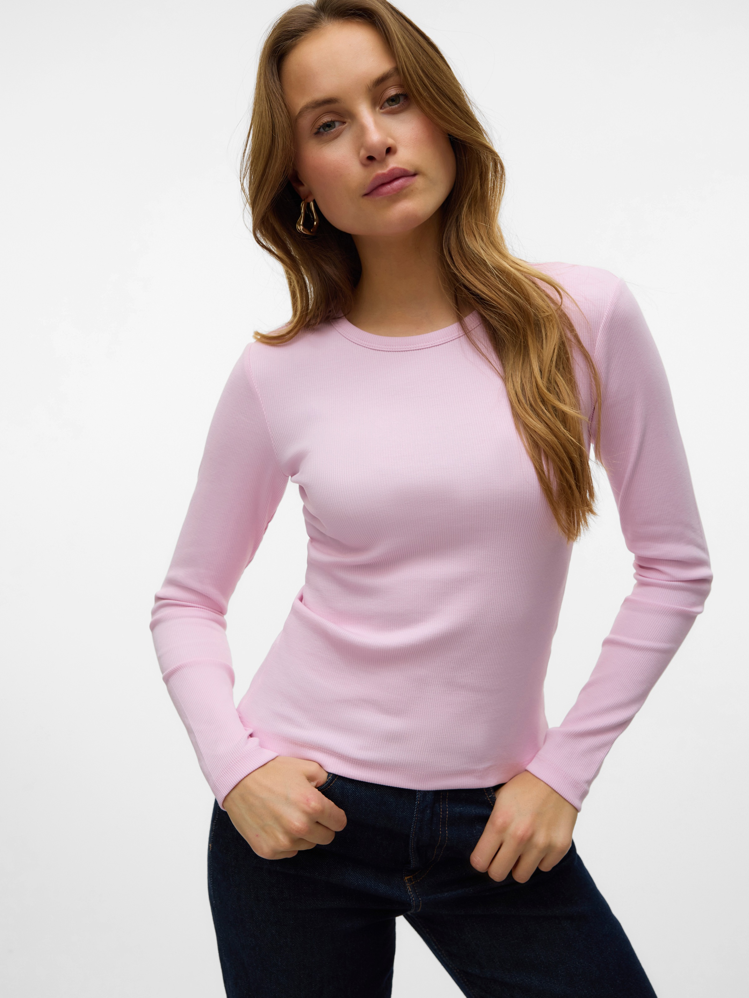 Vero Moda Langarmshirt "VMCHLOE LS SHORT TOP JRS NOOS" Baumwollmischung günstig online kaufen