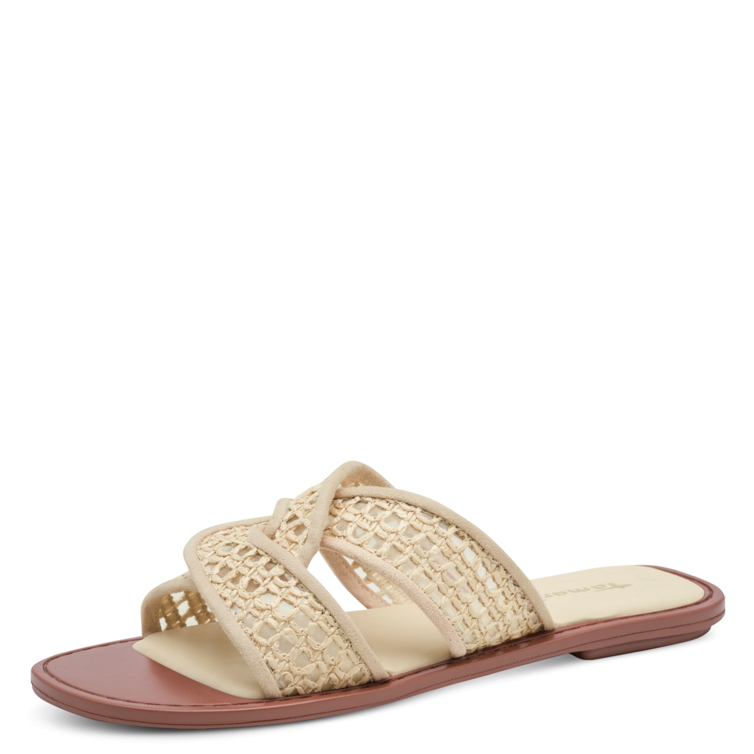Tamaris Pantolette Sommerschuh, Schlüpfschuh, Flat mit Baststickerei
