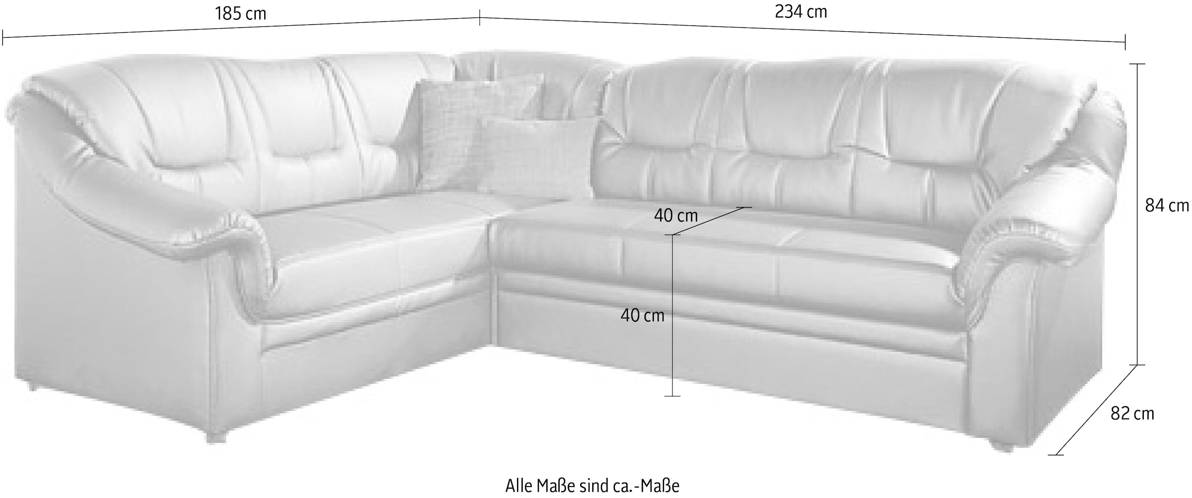 DOMO collection Ecksofa »Montana, zeitlose Rückensteppung, bequeme Armlehnen, L-Form«, wahlweise mit Bettfunktion