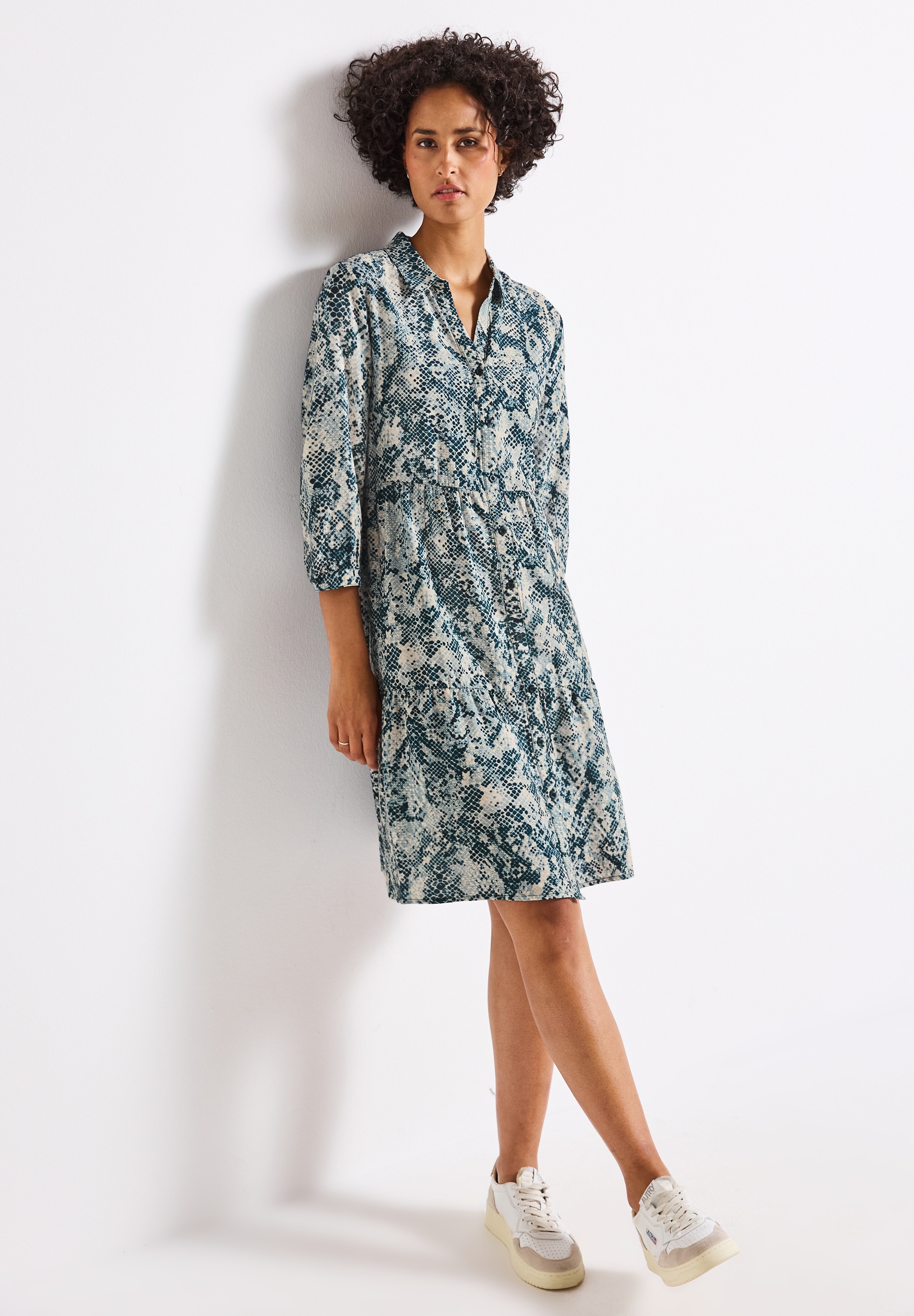 STREET ONE Tunikakleid, mit Snake Print und Volants günstig online kaufen