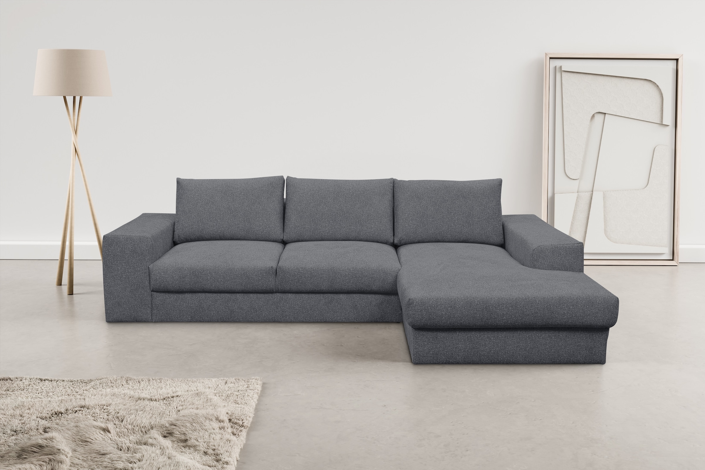 WERK2 Ecksofa "Rozzana 280 x 190 cm modern und bequem" Plüsch, L-Form, XXL