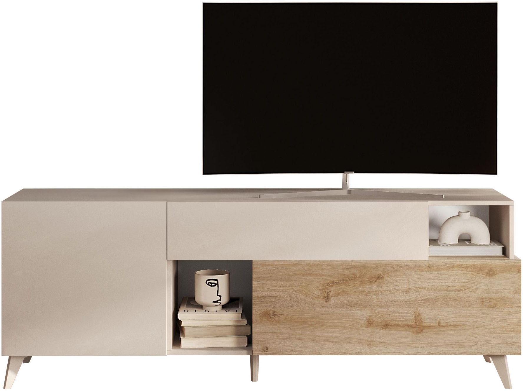 INOSIGN Lowboard »Monaco Breite 181 cm, TV-Board mit 1 Tür, 1 Klappe u. 1 Schubkasten«, Fernsehtisch, TV-Schrank, Soft/Self Closing