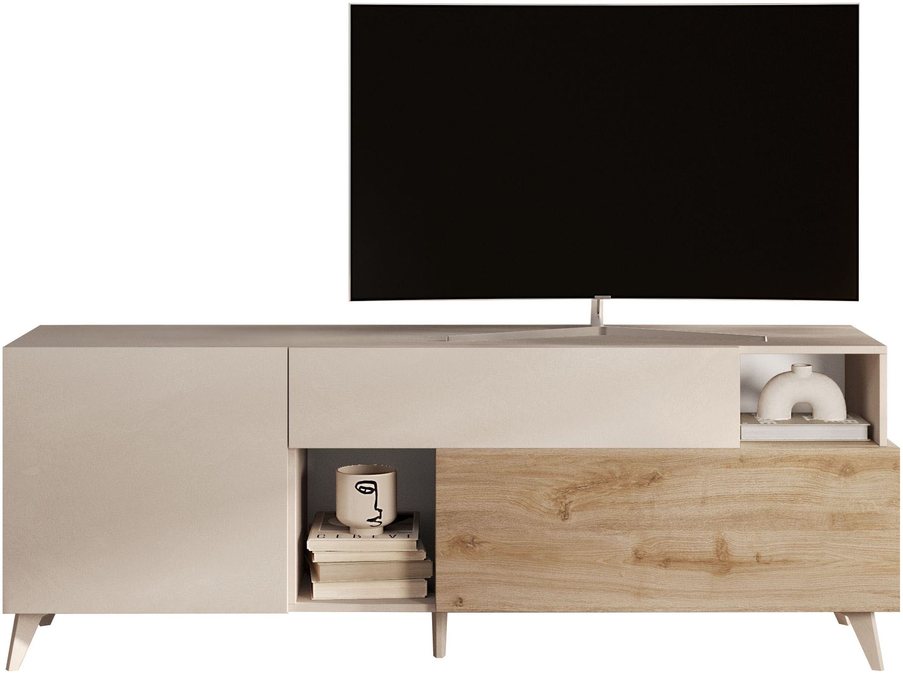 Home affaire Lowboard "Monaco in Breite 181 cm, TV-Schrank mit Tür, Klappe und Schubkasten" Mediaboard – sanftes Schließen, edles Design, Platz für alles