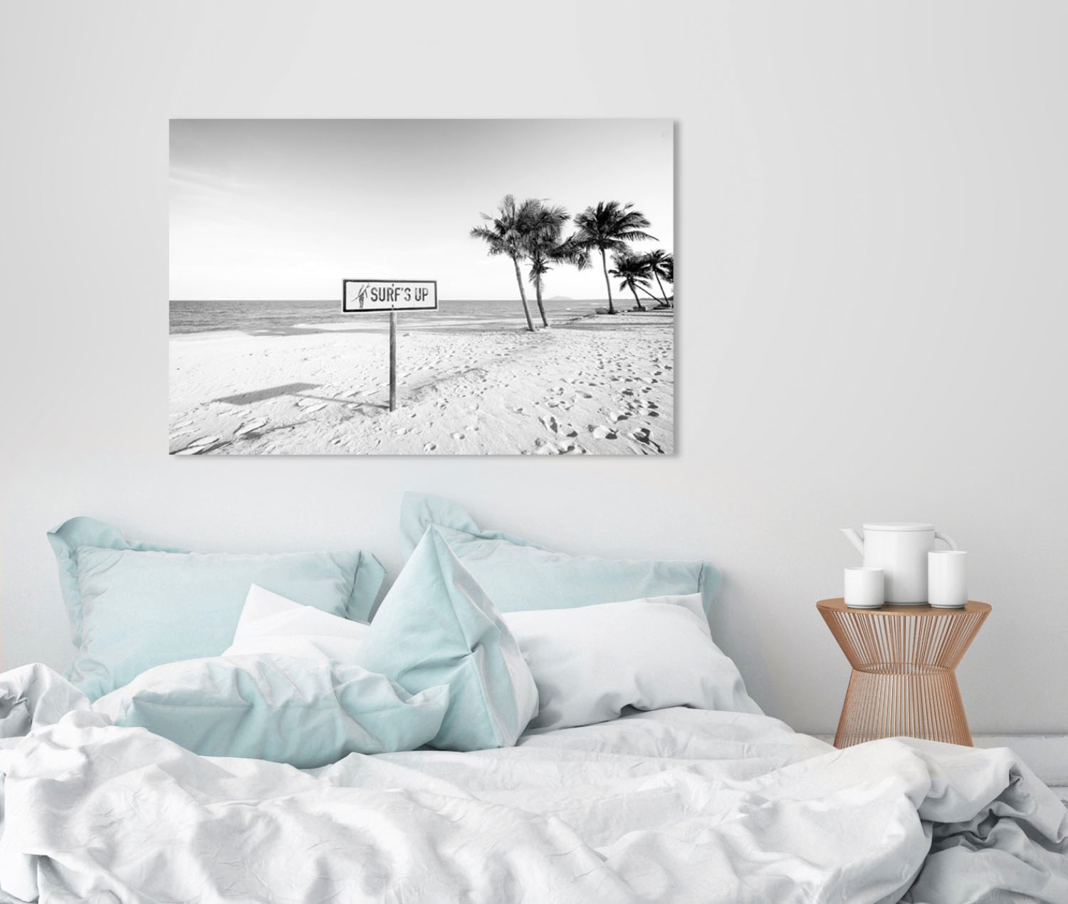queence Acrylglasbild "Surfs up Strand" Meer  Meer Bilder  Palmen  Schwarz- günstig online kaufen