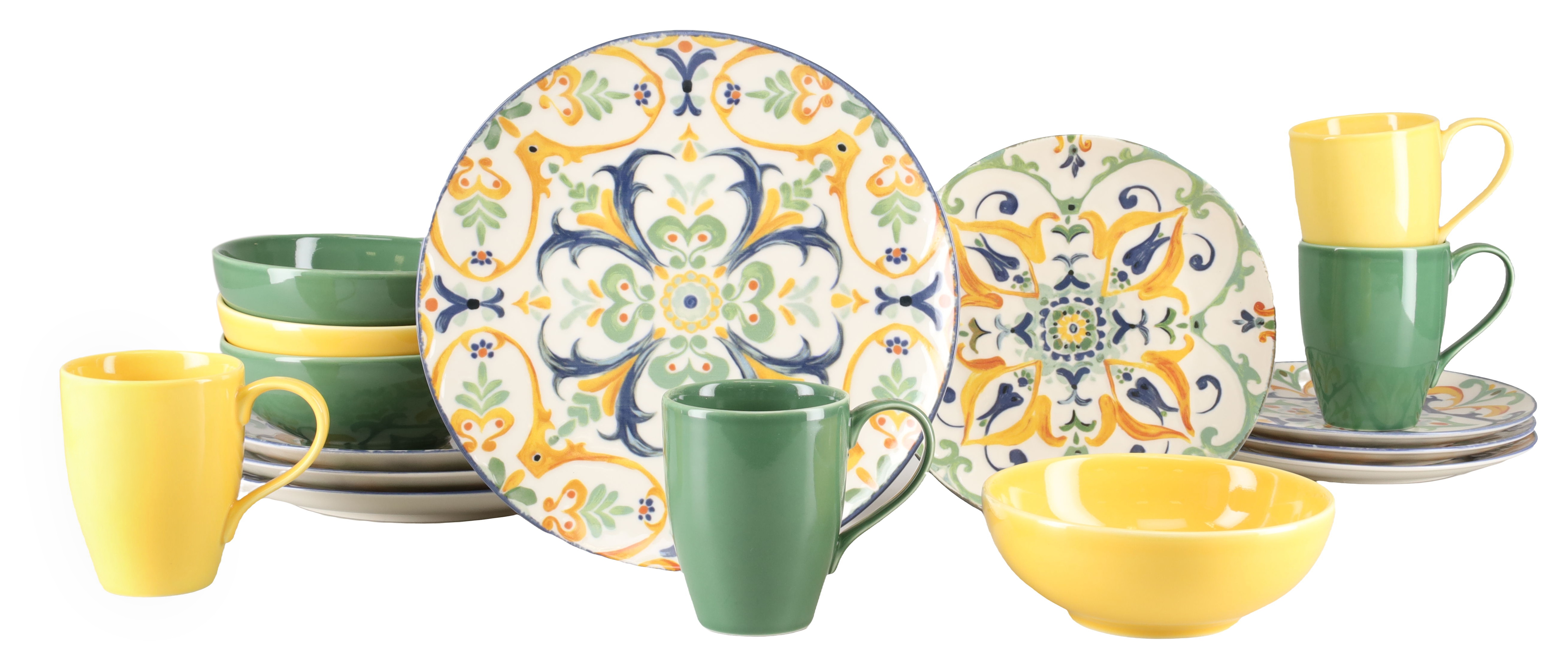CreaTable Kombiservice "Giardini, Geschirr-Set, 16-tlg." Mediterrane Leichtigkeit, Fliesen- und Keramikmotive