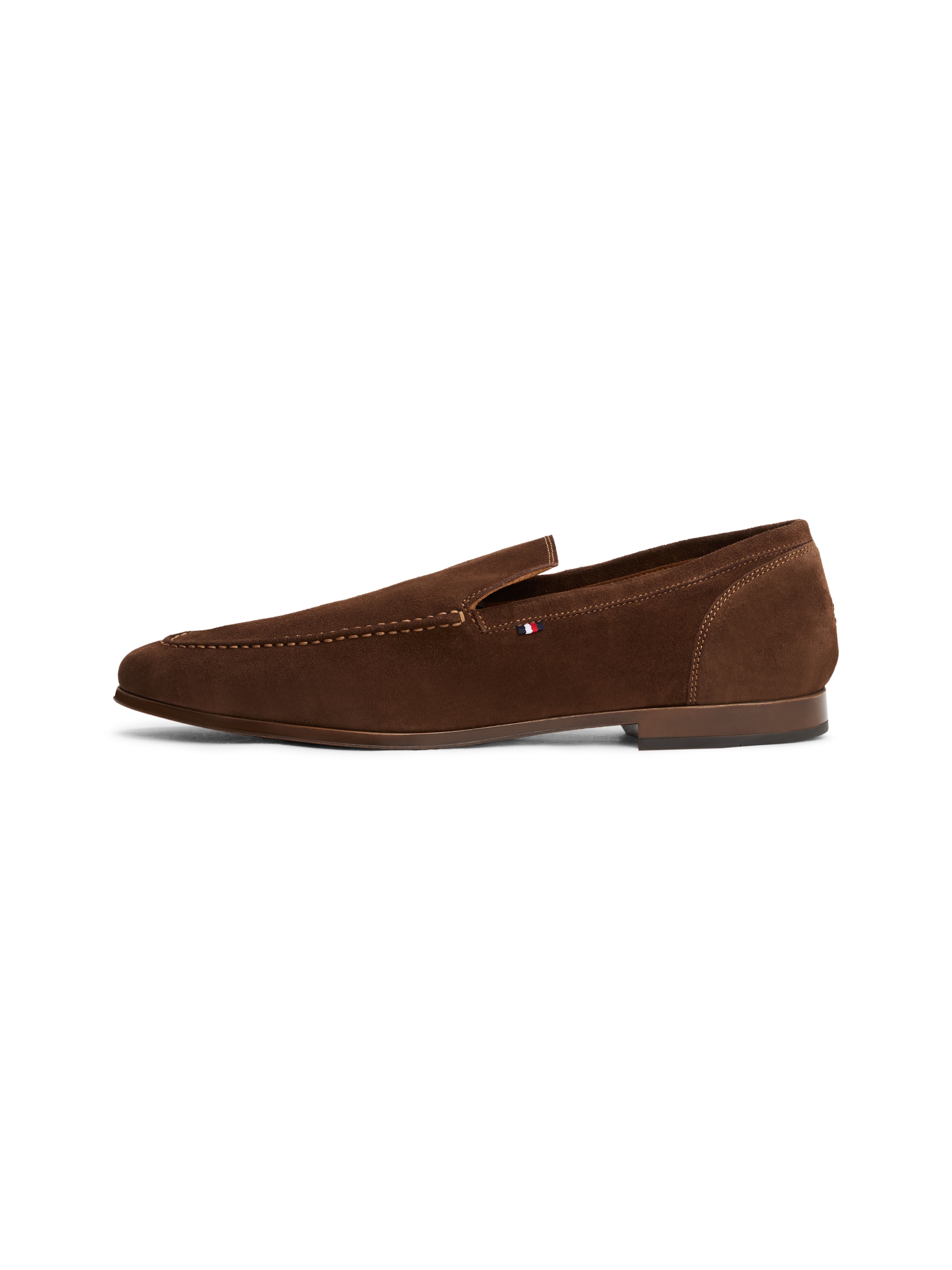 Tommy Hilfiger Slipper »HILFIGER FLEXIBLE SUEDE LOAFER«, Blockabsatz, Loafer, Businsesschuh, Abendschuh mit Logoflag