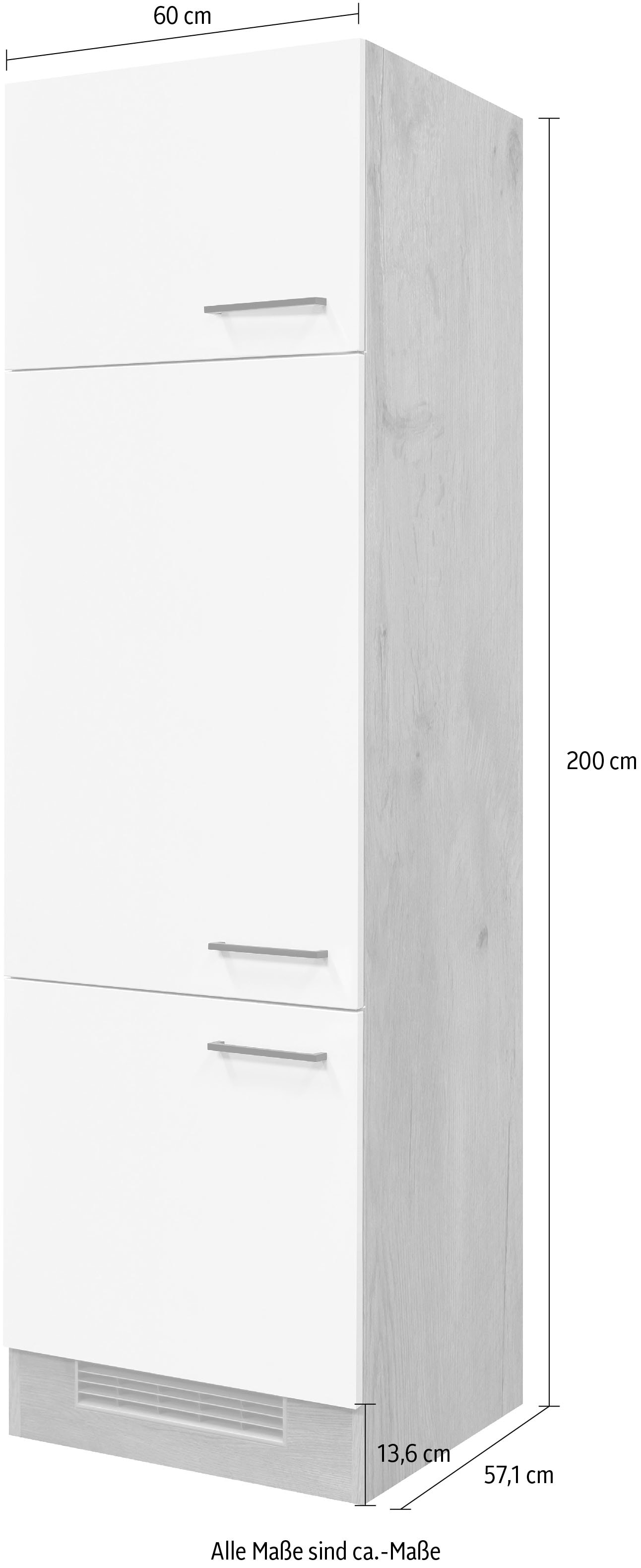 Flex-Well Küche »Morena«, 60 cm breit, 200 cm hoch, inklusive Kühlschrank