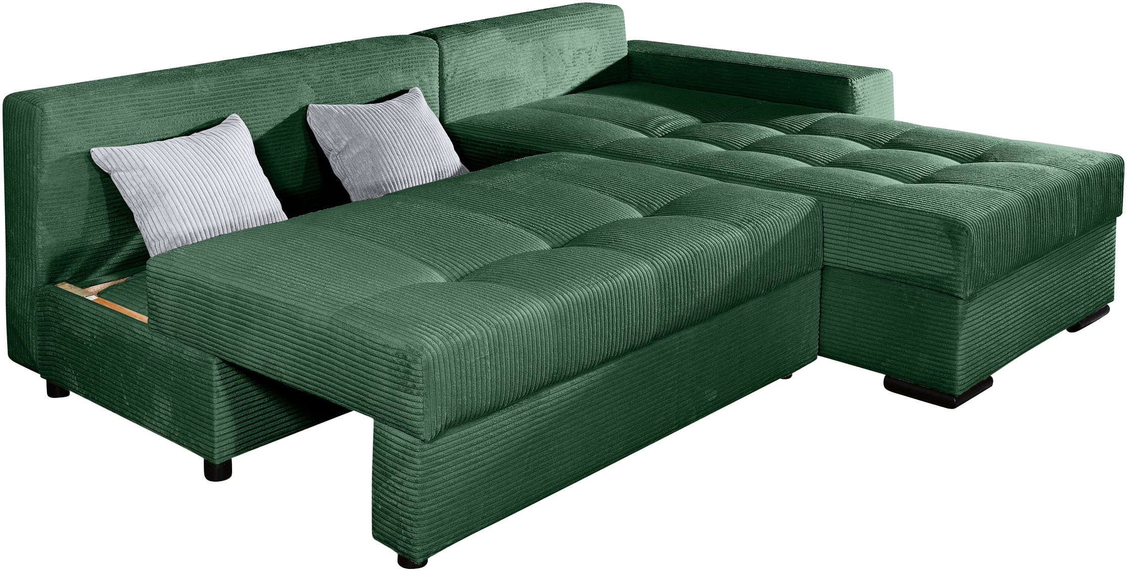 COLLECTION AB Ecksofa »Josy L-Form, B: 214 cm in Cord, Cord-Mix« Bettfunktion, Bettkasten & 2 Zierkissen, Federkern