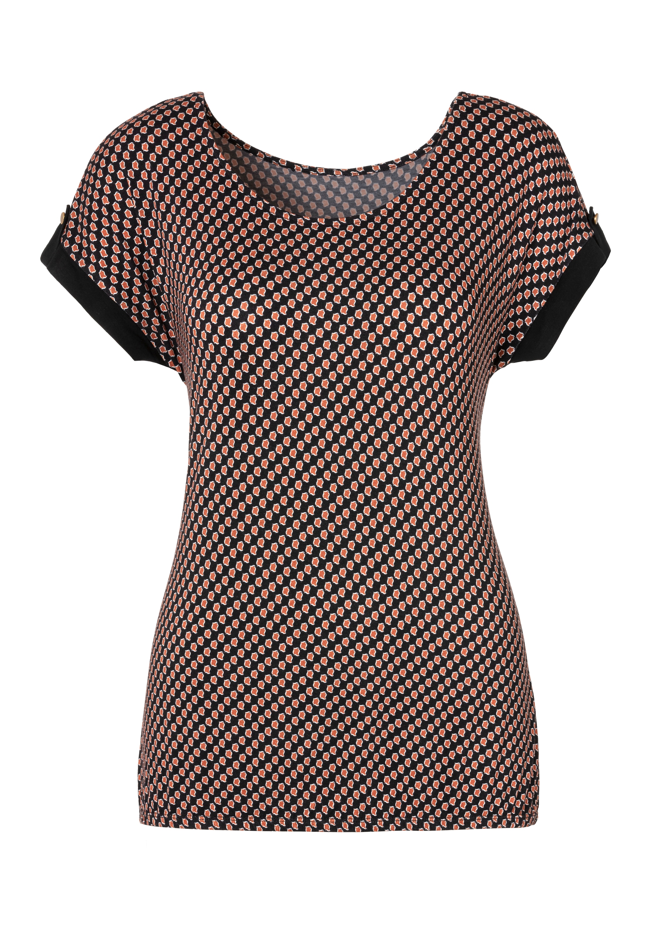 Vivance Kurzarmshirt »mit dekorativem Ärmelsaum«, aus weichem Viskose-Stretch