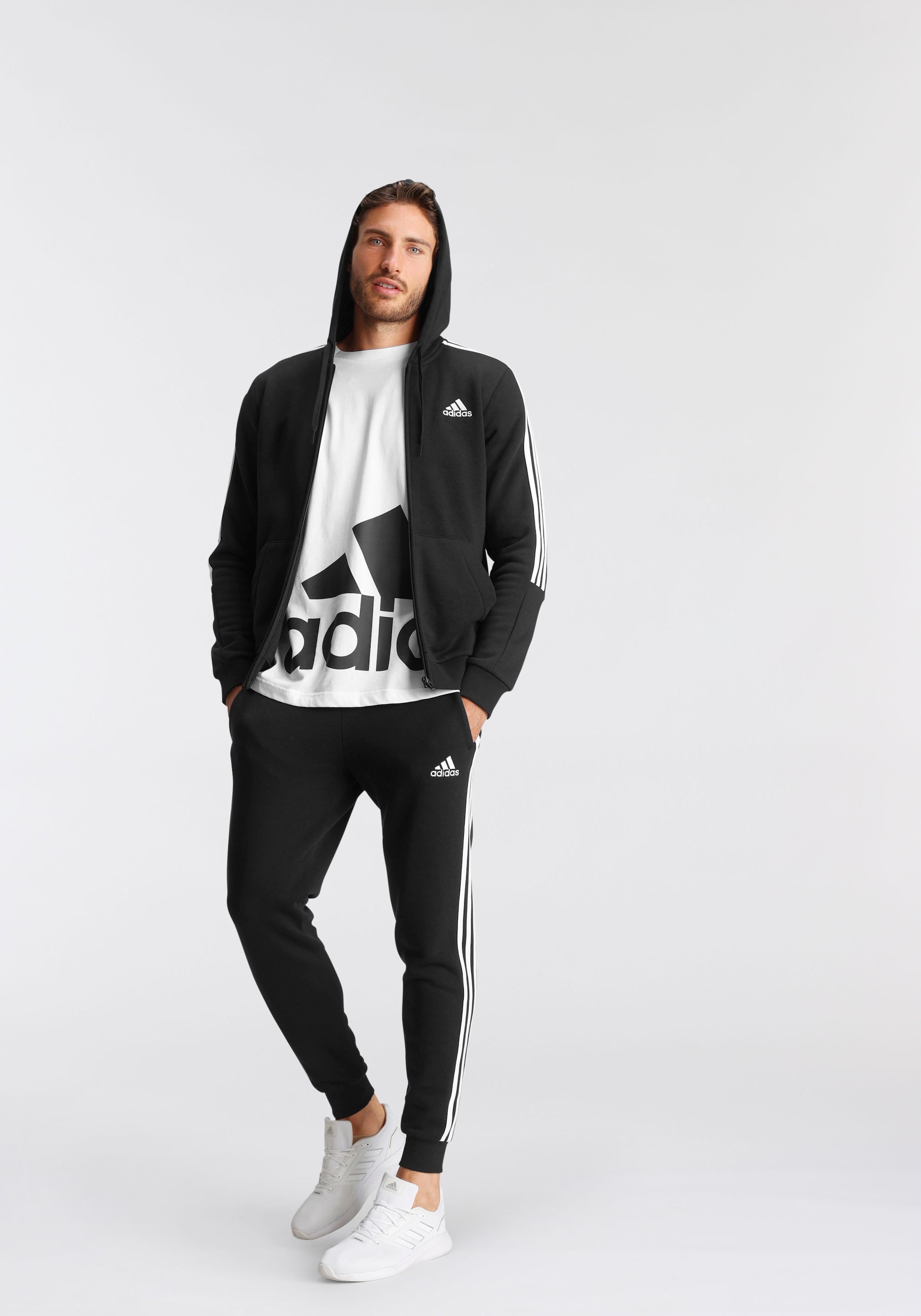 adidas Sportswear Sporthose »ESSENTIALS FLEECE FITTED 3STREIFEN HOSE«, (1 tlg.)