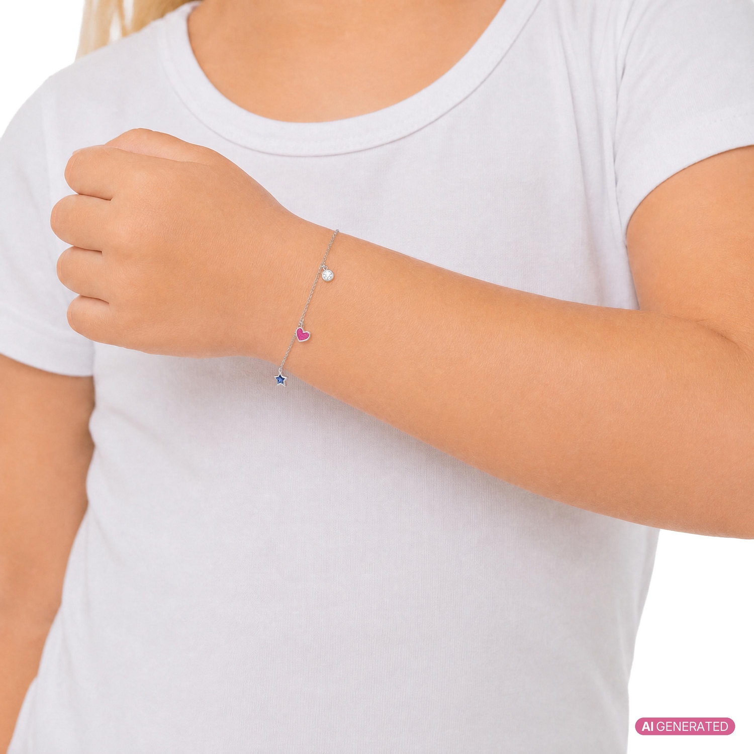 Prinzessin Lillifee Armband »Solitär Herz Stern« mit Zirkonia (synth.) - Emaille