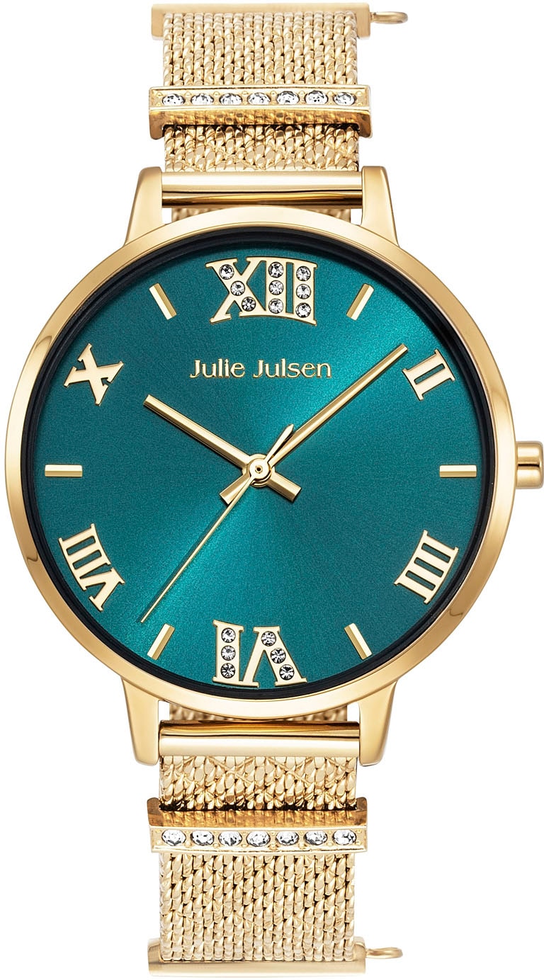 Quarzuhr »Julie Julsen Charming Roman Gold Emerald, JJW1411YGME-36-2«, Armbanduhr,...