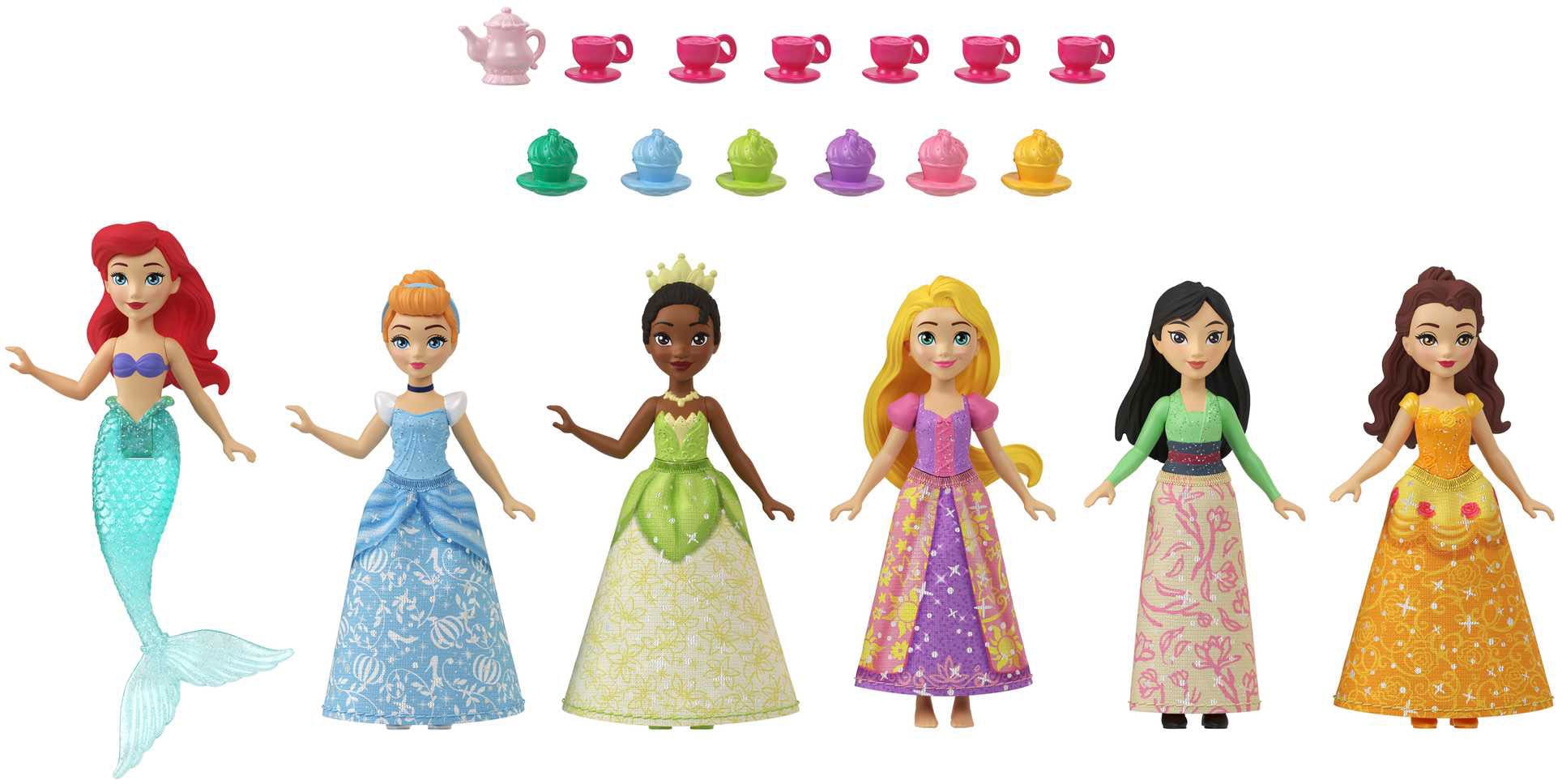 Minipuppe Puppen 6 kleine Accessoires«, Princess, BAUR mit | 6 (Set, »Disney Mattel® tlg.)