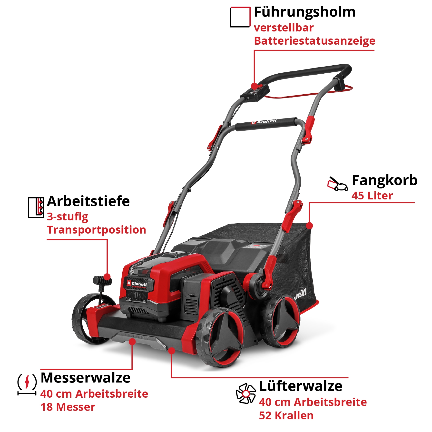 Einhell Vertikutierer »GP-SA 36/40 Li BL-Solo« ohne Akku und Ladegerät