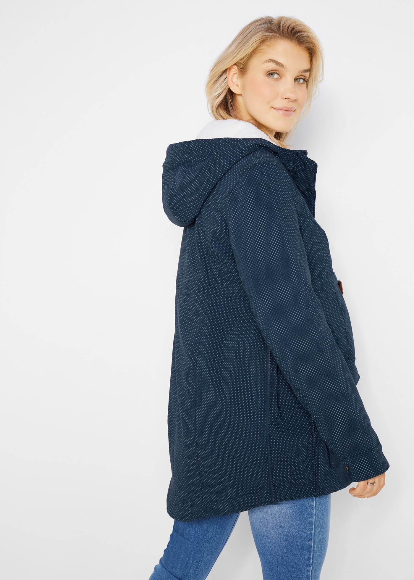 bonprix Umstandsjacke mit Kapuze mit abnehmbarem Trageeinsatz mit Kapuze, figurbetonte Passform