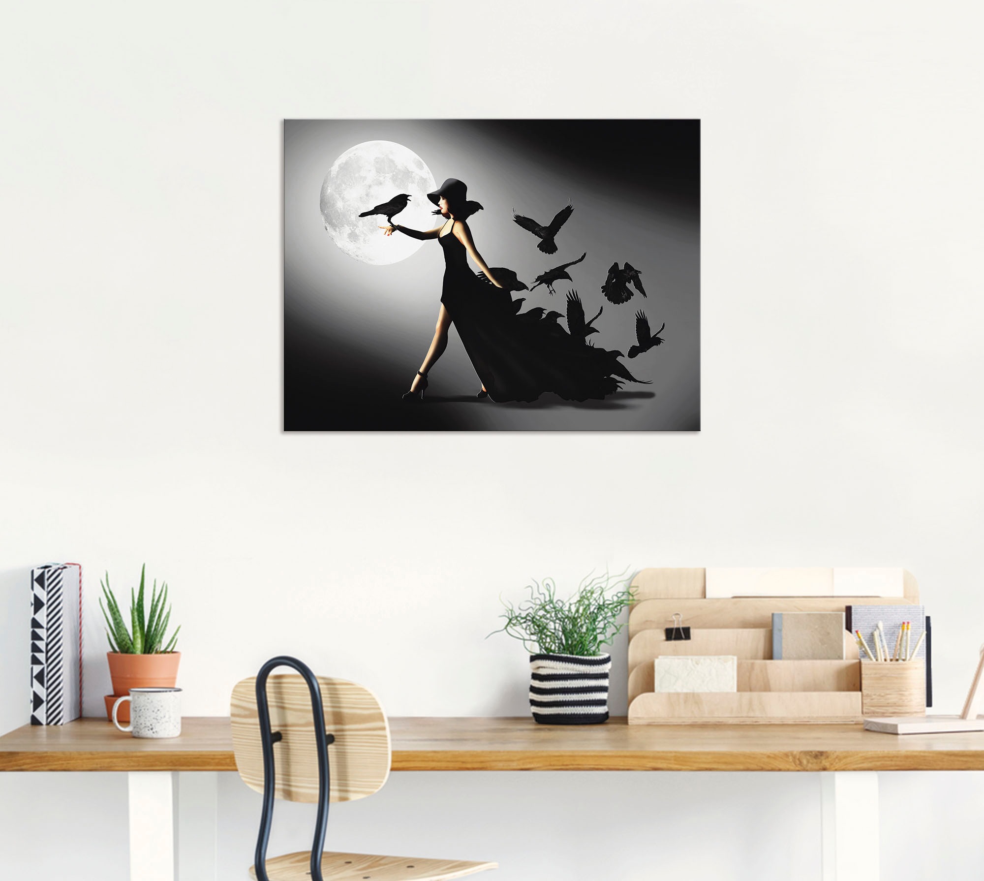 Artland Wandbild "Die Frau mit den Raben" Animal Fantasy 1 Stk. tlg. als Al günstig online kaufen