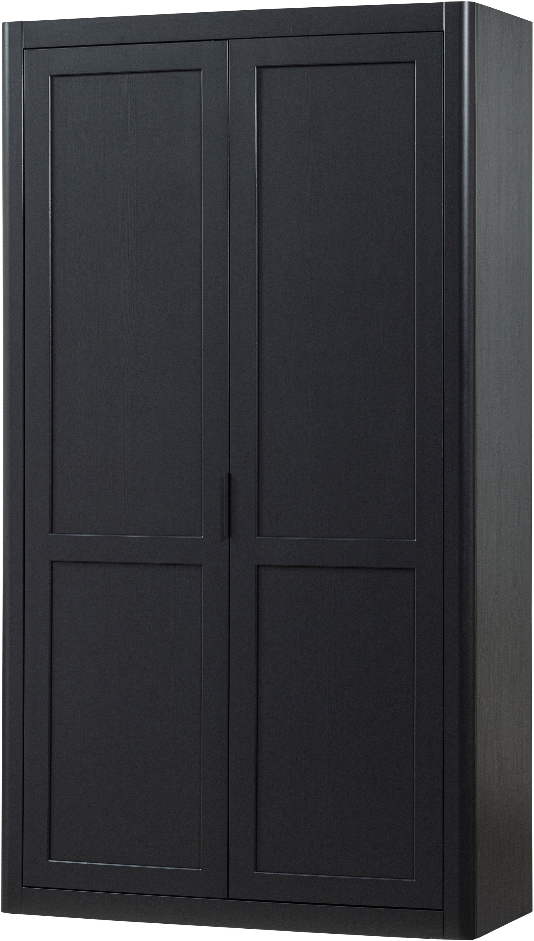 Garderobenschrank WOOOD, B:120cm H:217cm T:48cmschwarz, Massivholz, Flur, Schränke, "WOOOD GUNNAR STAUSCHRANK KIEFER", Aufbewahrungsschrank aus