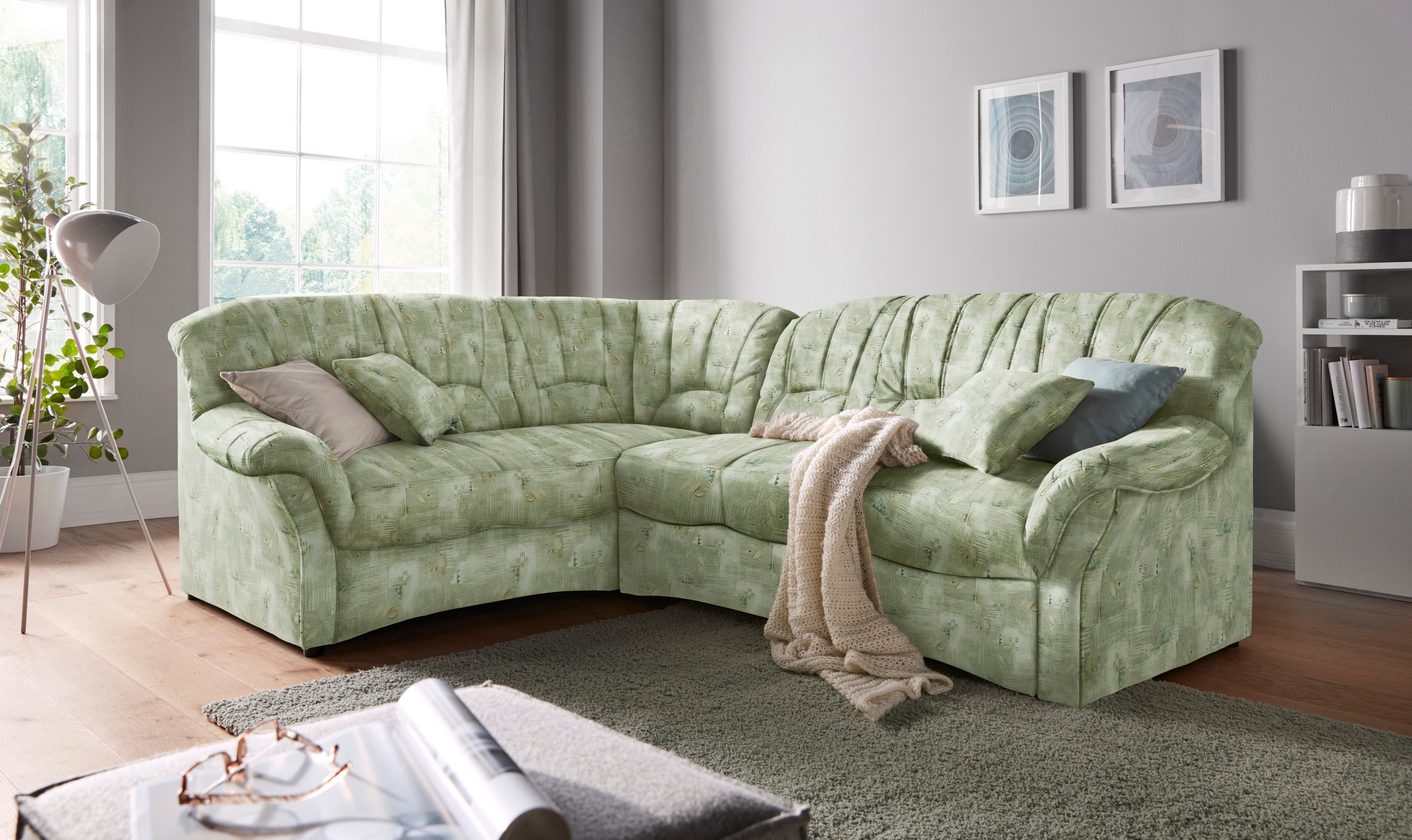 DOMO collection Ecksofa "Bahia, zeitlos und elegant, bequeme Armlehnen, L-F günstig online kaufen