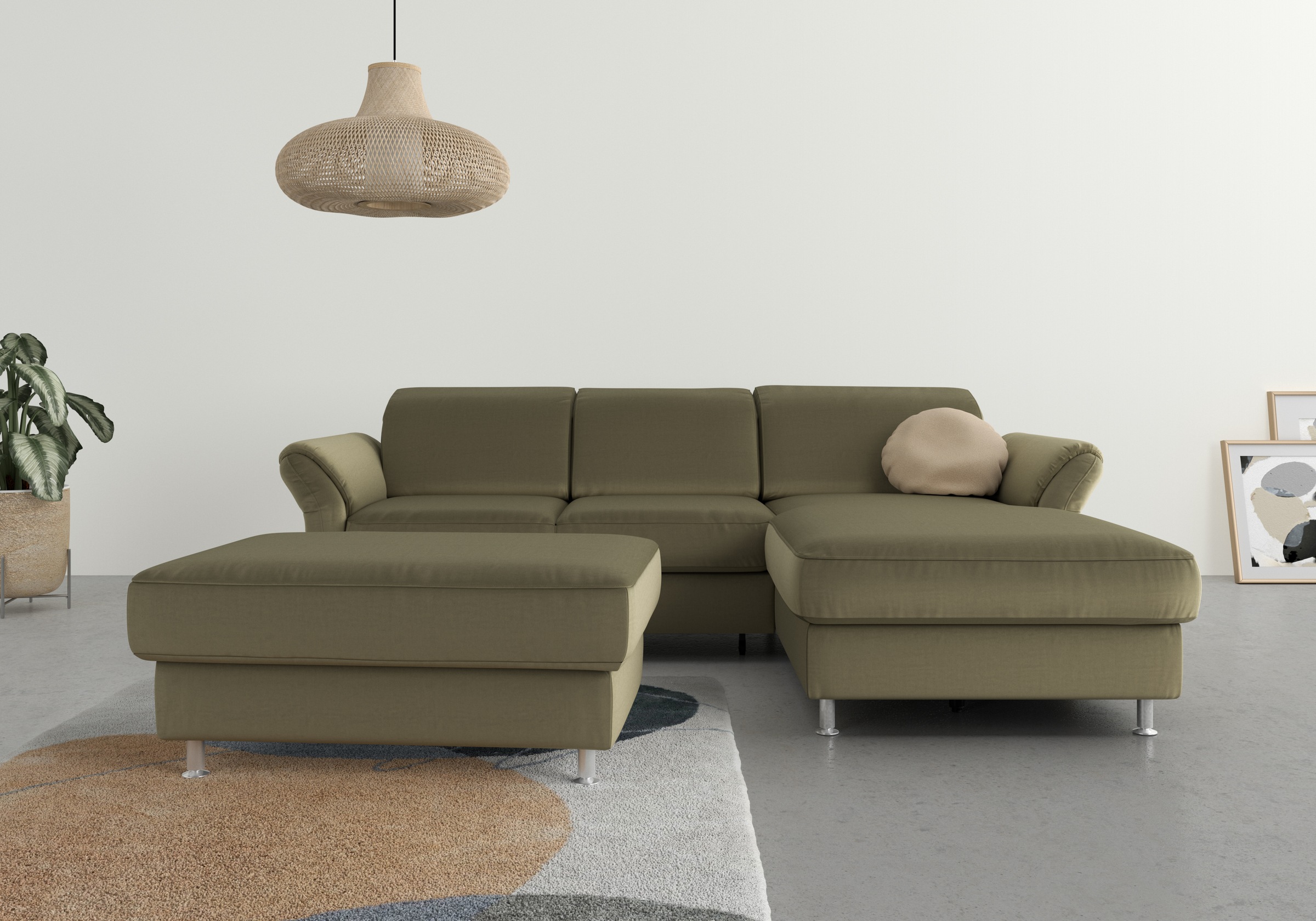sit&more Ecksofa "Apulia L-Form" wahlweise Schlaffunktion, Bettkasten und Kopf- und Armteilverstellung