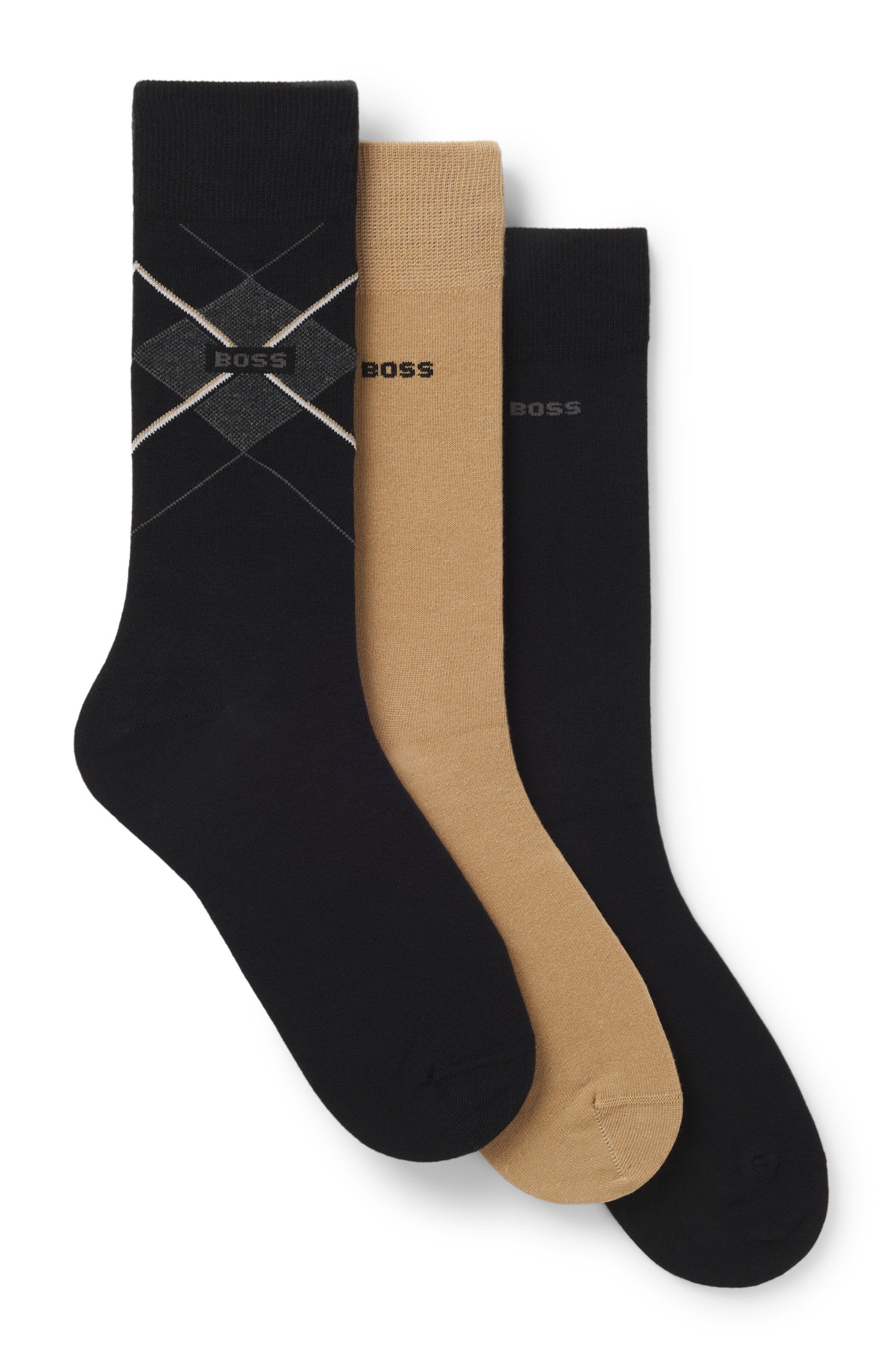 BOSS Socken "3PRSGiftset ArgyleCC" Geschenk-Set, Baumwoll-Mix