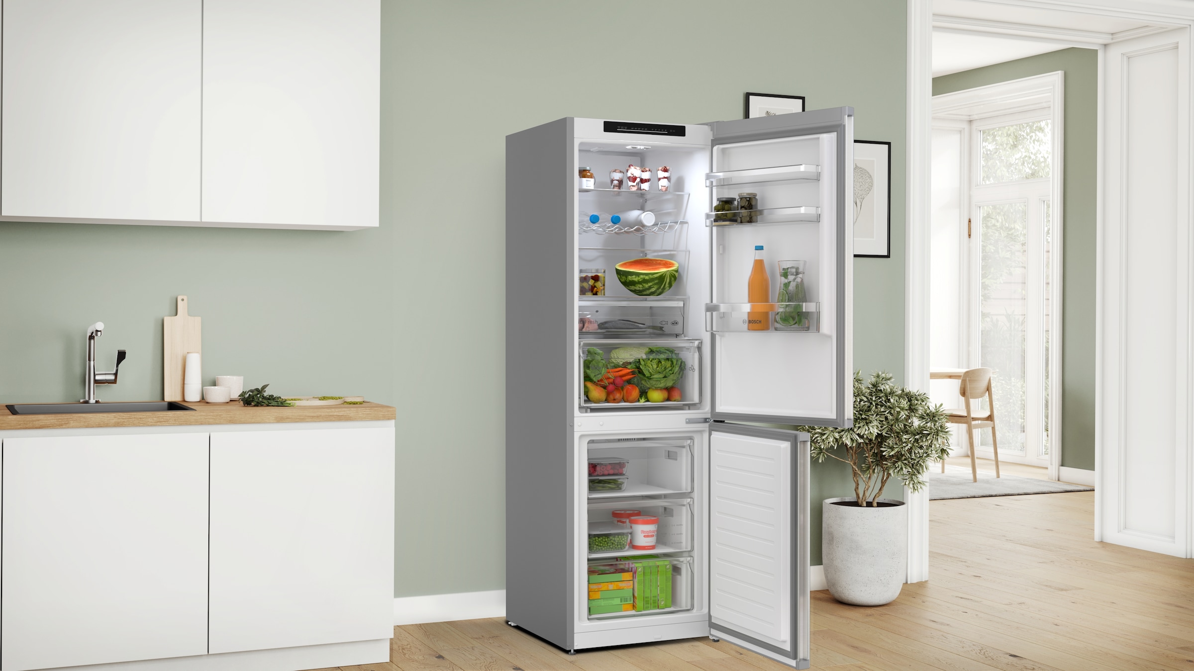 BOSCH Kühl-/Gefrierkombination Serie 4 »KGN362LAF« 186 cm hoch 60 cm breit