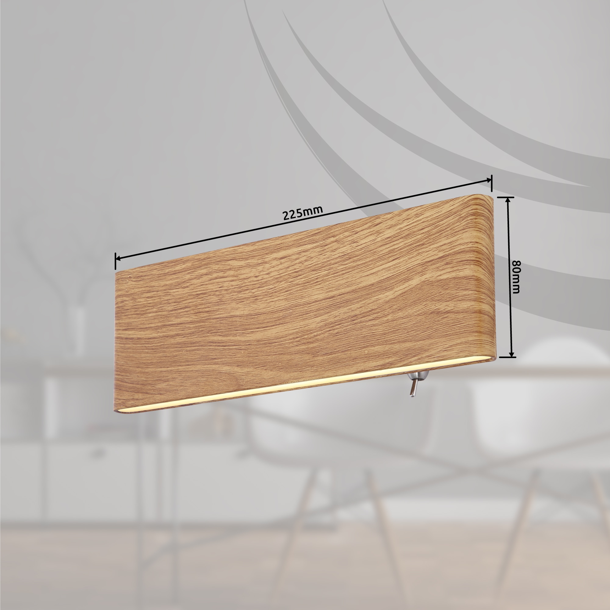 GLOBO LIGHTING LED Wandleuchte »SIEGFRIED«, Leuchtmittel LED-Modul | LED fest integriert, Wandlampe/holzoptik/Kippschalter/Lichtschein: auf- und abwärts/3000K