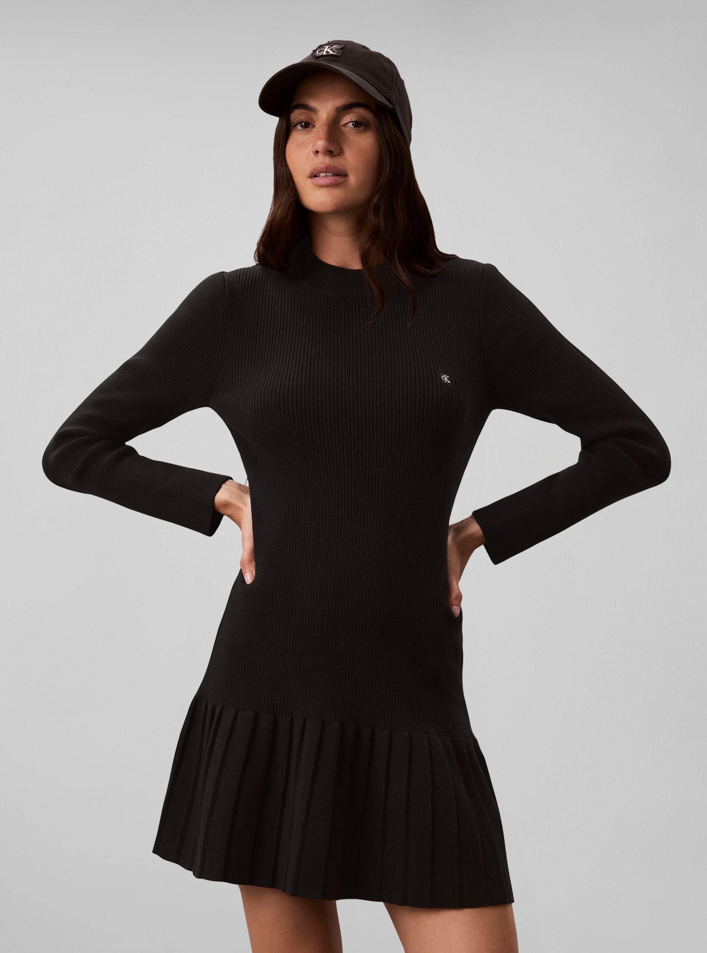 Calvin Klein Jeans Minikleid "MOCKNECK MINIDRESS" Ohne Tasche Regular fit mit Falten