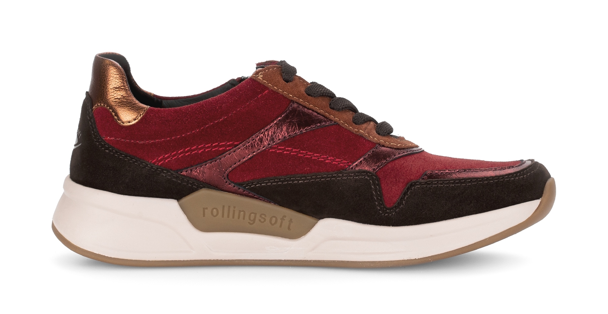 Gabor Rollingsoft Keilsneaker, Schnürschuh, Halbschuh, Freizeitschuh mit seitlichem Reißverschluss
