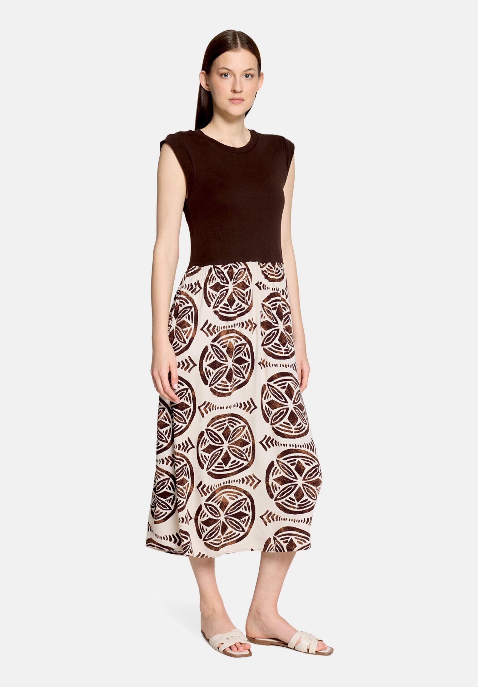 Cartoon Druckkleid "Damen mit Eingrifftaschen" Nahttasche