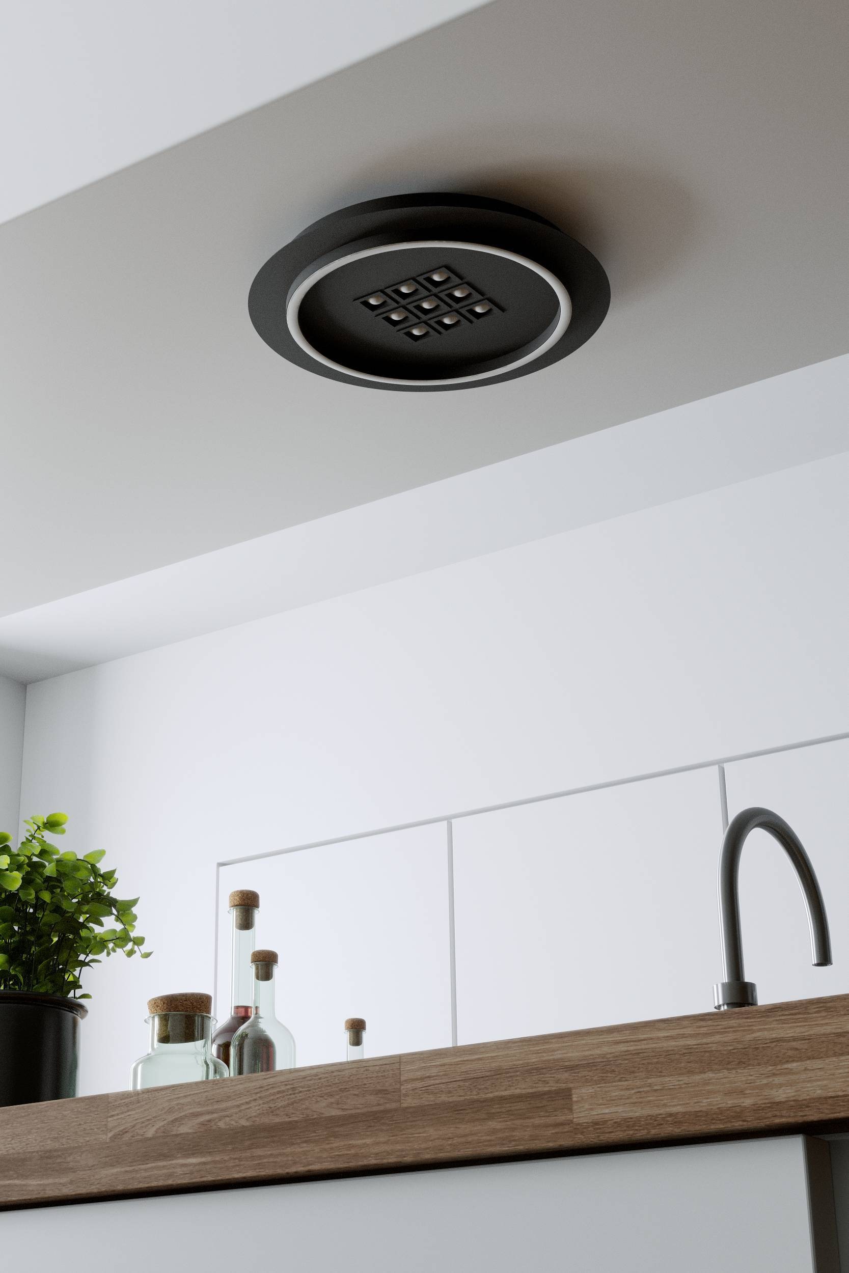 EGLO Deckenleuchte »Balazote Deckenlampe rund aus Metall und Konststoff Lampe Bürolampe« LED-Modul 1 Stk. Kaltweiß | Neutralweiß | Warmweiß Wand-/Deckenleuchte - H5 x Ø38 cm - schwarz - 1X20,5W;9X0,9W inkl.