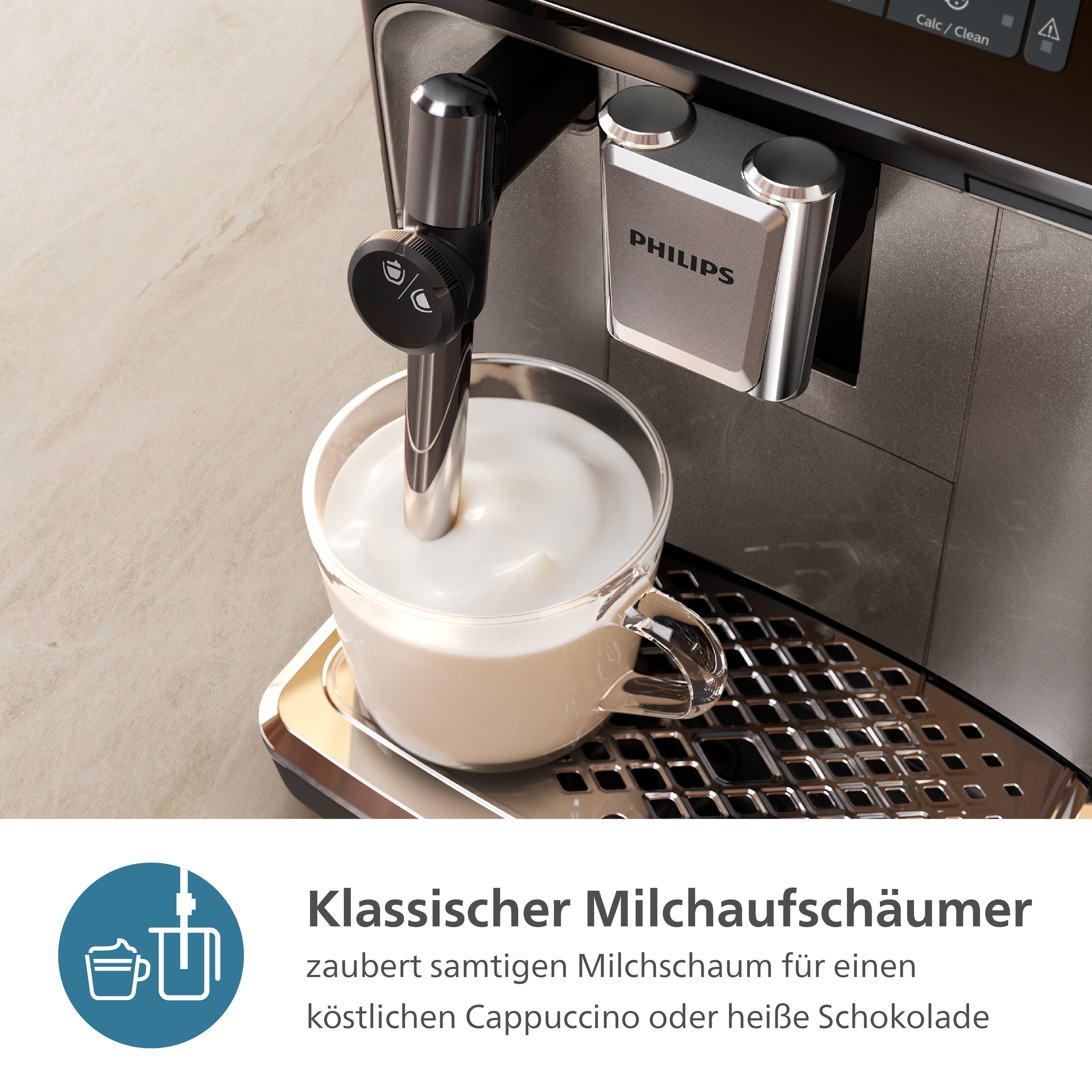 Philips Kaffeevollautomat »EP3323/40 3300 Series«, 5 Kaffeespezialitäten, mit klassischem Milchaufschäumer, Weiß/Schwarz