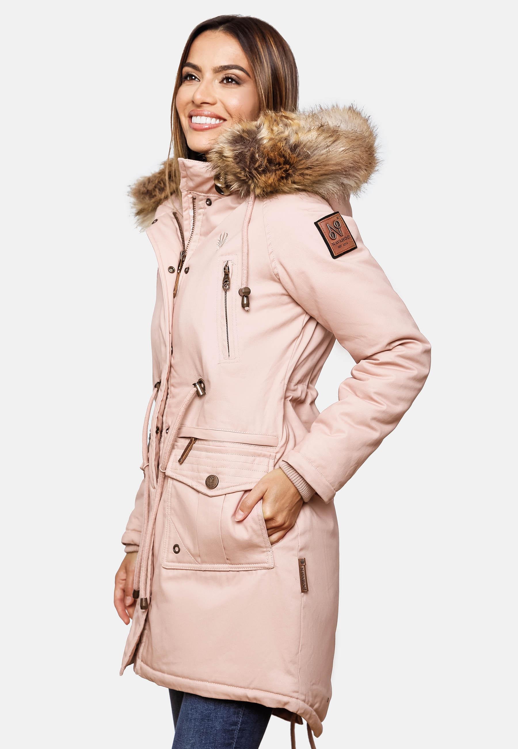 Navahoo Wintermantel »Rosinchen«, stylischer Damen Winter Baumwollparka mit Kunstfell