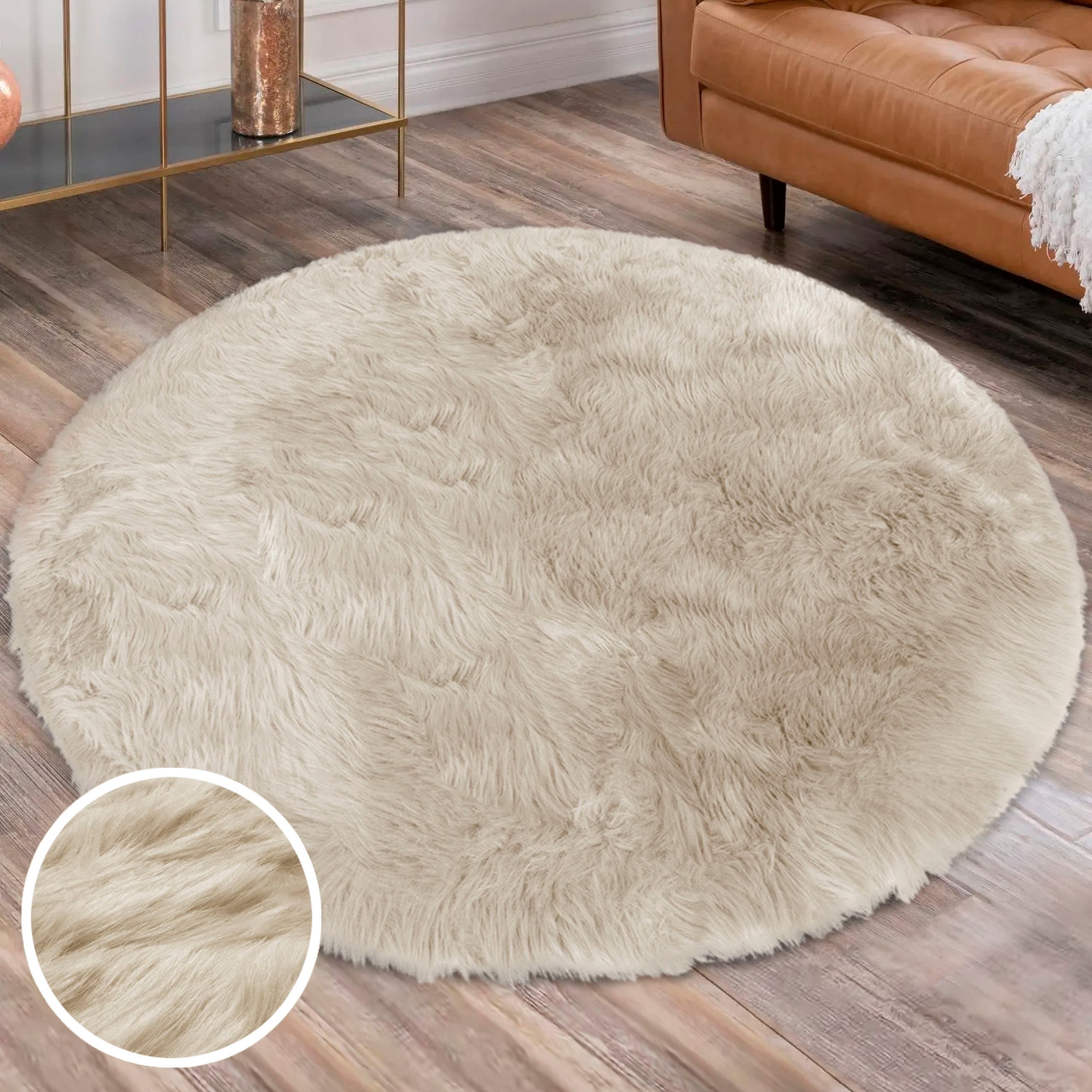 OTTO home Hochflor-Teppich "Valeria Fellteppich kuschelig" rund 60 mm Höhe Kunstfell, weiche Teppiche, Wohnzimmer, Schlafzimmer, Esszimmer
