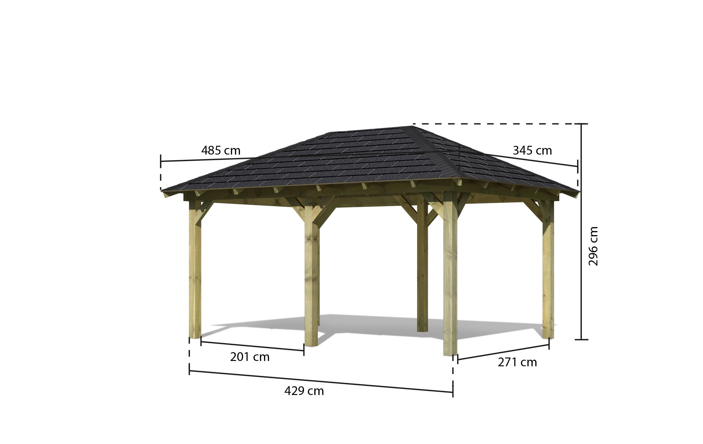Karibu Pavillon »Perida«, (Set), BxTxH: 345x485x296 cm, mit schwarzen Dachschindeln