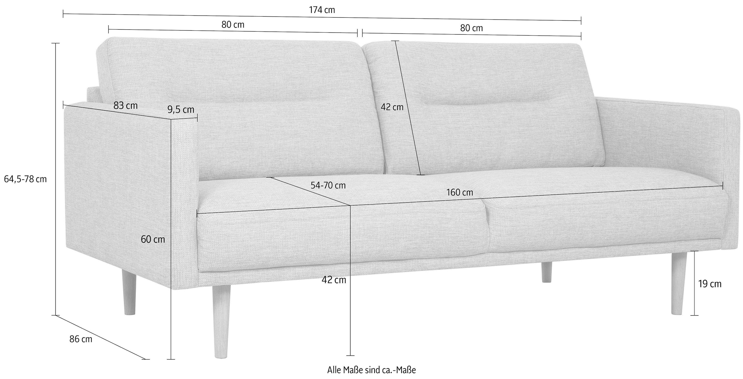 andas 2-Sitzer »Brande«, in skandinavischem Design, verschiedene Farben verfügbar