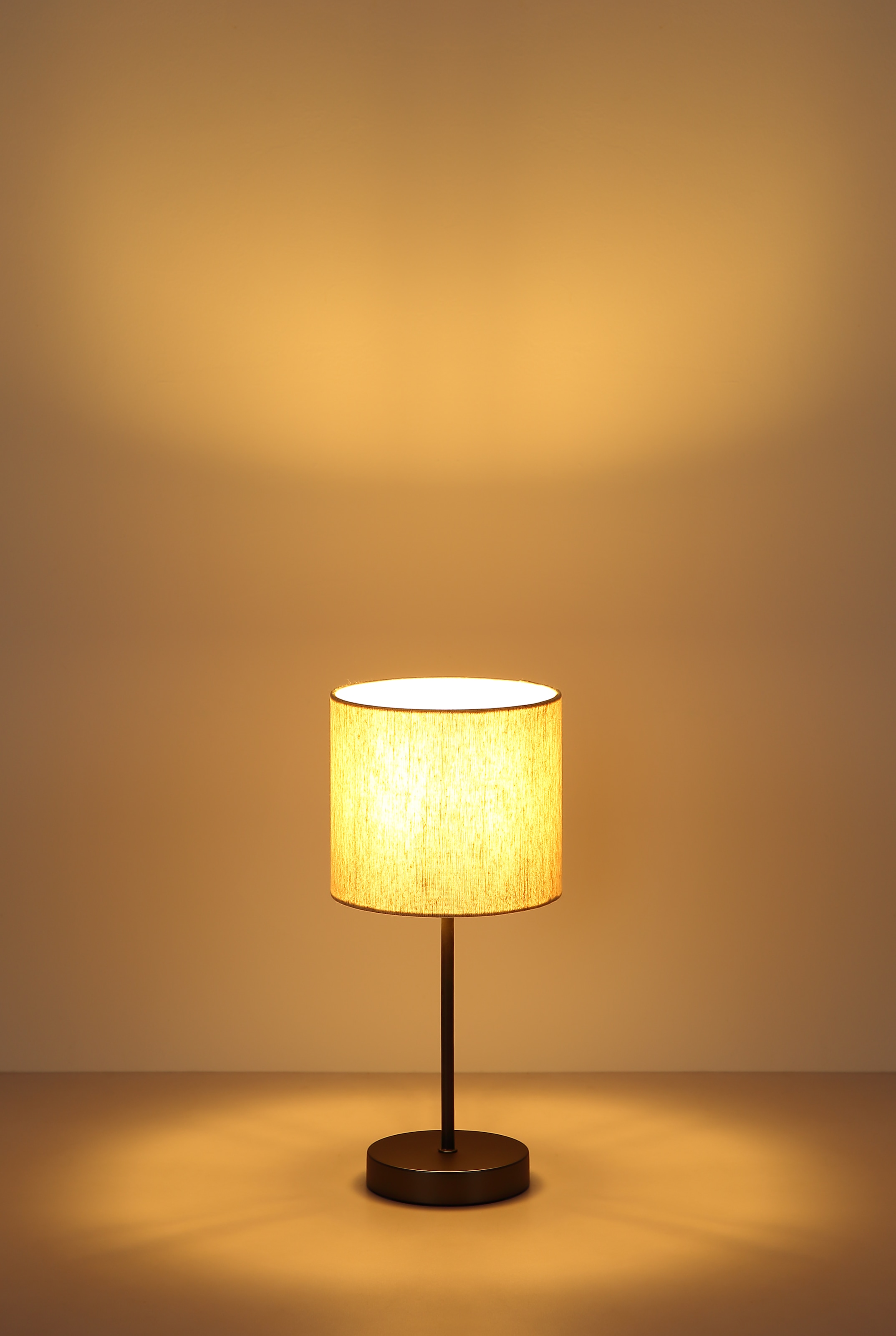 NOWA Tischleuchte »THEA« E27 1 Stk. Tischlampe,schwarz,Leinen,Schlafzimmer,rund,Flur,creme,Wohnraum