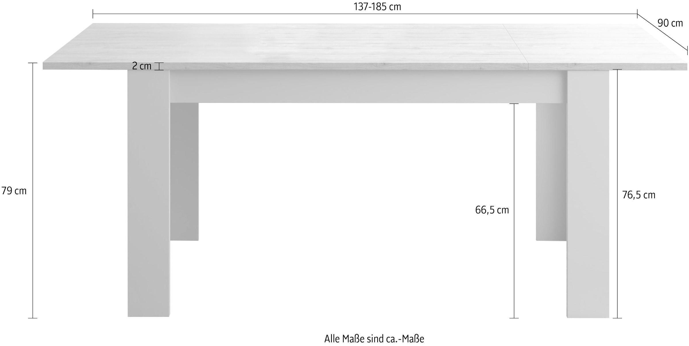 INOSIGN Esstisch »Gent 137 x 90 cm, Küchentisch, Esszimmertisch, zweifarbig,«, moderner rechteckiger Esstisch, ausziehbar, erweiterbar auf 185 cm