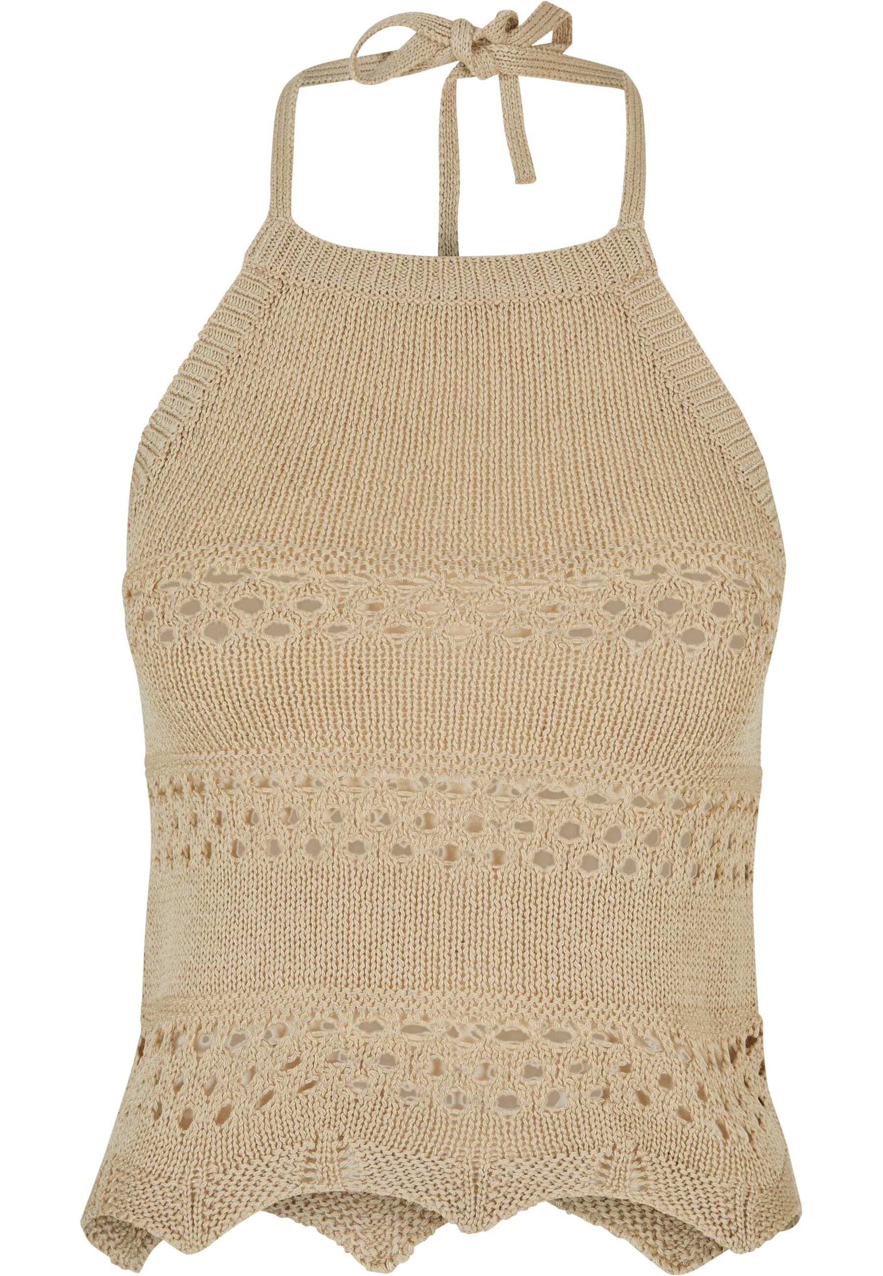 URBAN CLASSICS Muskelshirt »Urban Classics Damen Ladies Short Crochet Knit Neckholder Top«, (1 tlg.)