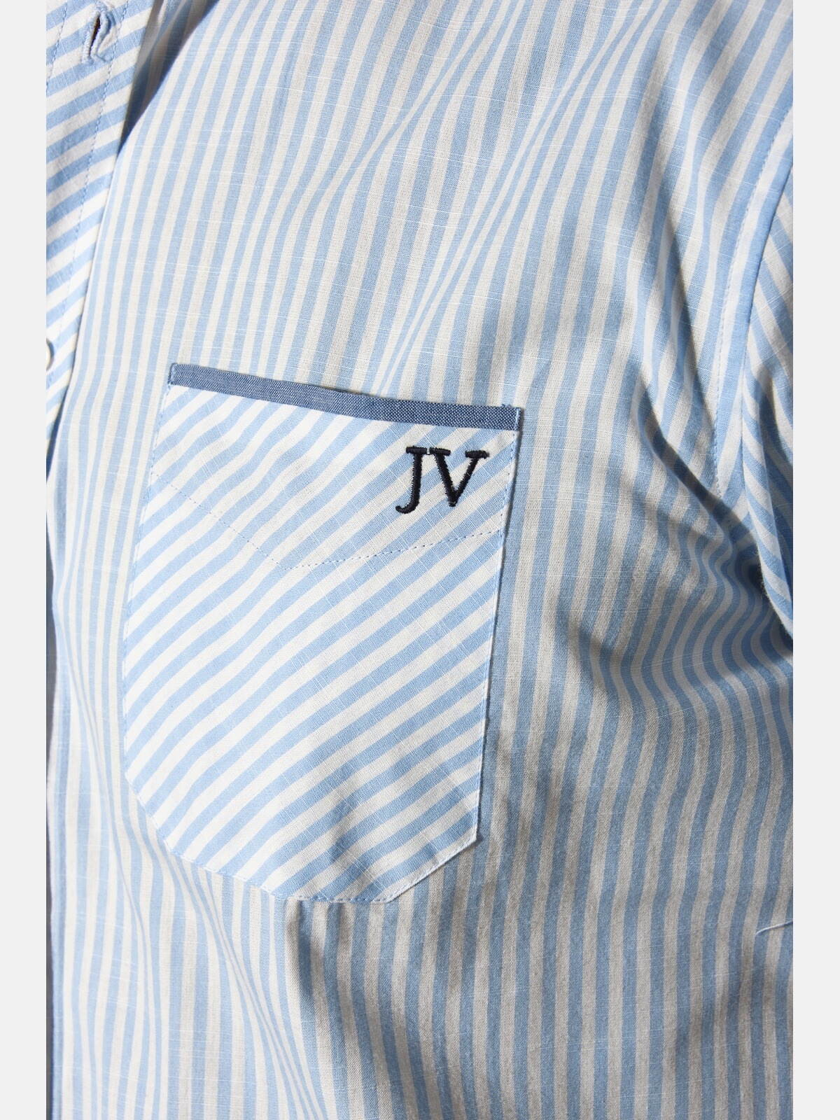 Jan Vanderstorm Odheld Short Sleeve Shirt Light Blue Striped 7XL 3