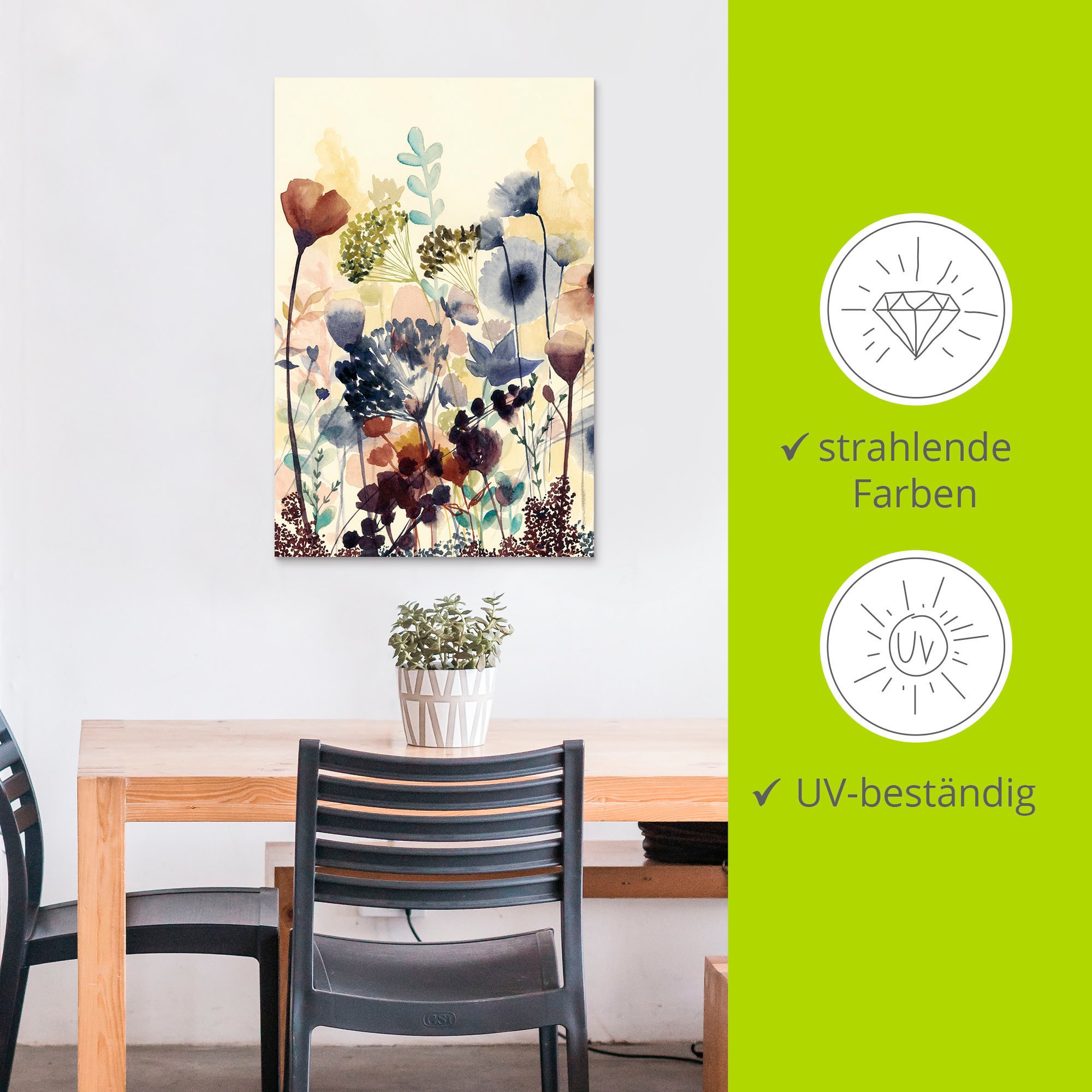 Artland Wandbild »Sonnengetrocknete Blüten I«, Blumenwiese, (1 St.), als Alubild, Outdoorbild, Leinwandbild, Poster, Wandaufkleber