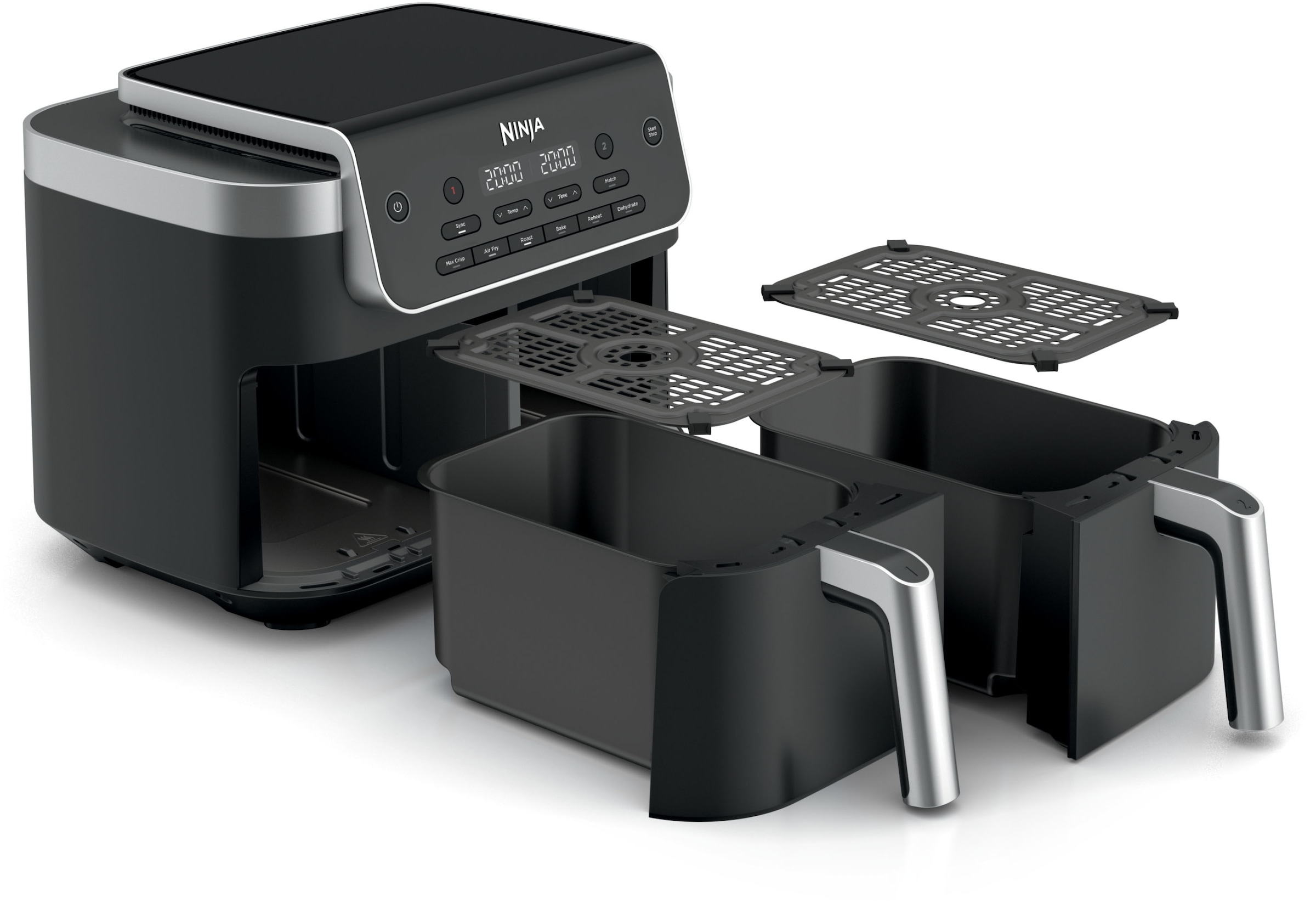 NINJA Heißluftfritteuse »DualZone 7,6-l-Heißluftfritteuse mit 2 Schubladen  DZ801EU« 2470 W Koche gleichzeitig ein Hauptgericht + Beilage für ein  Familienessen