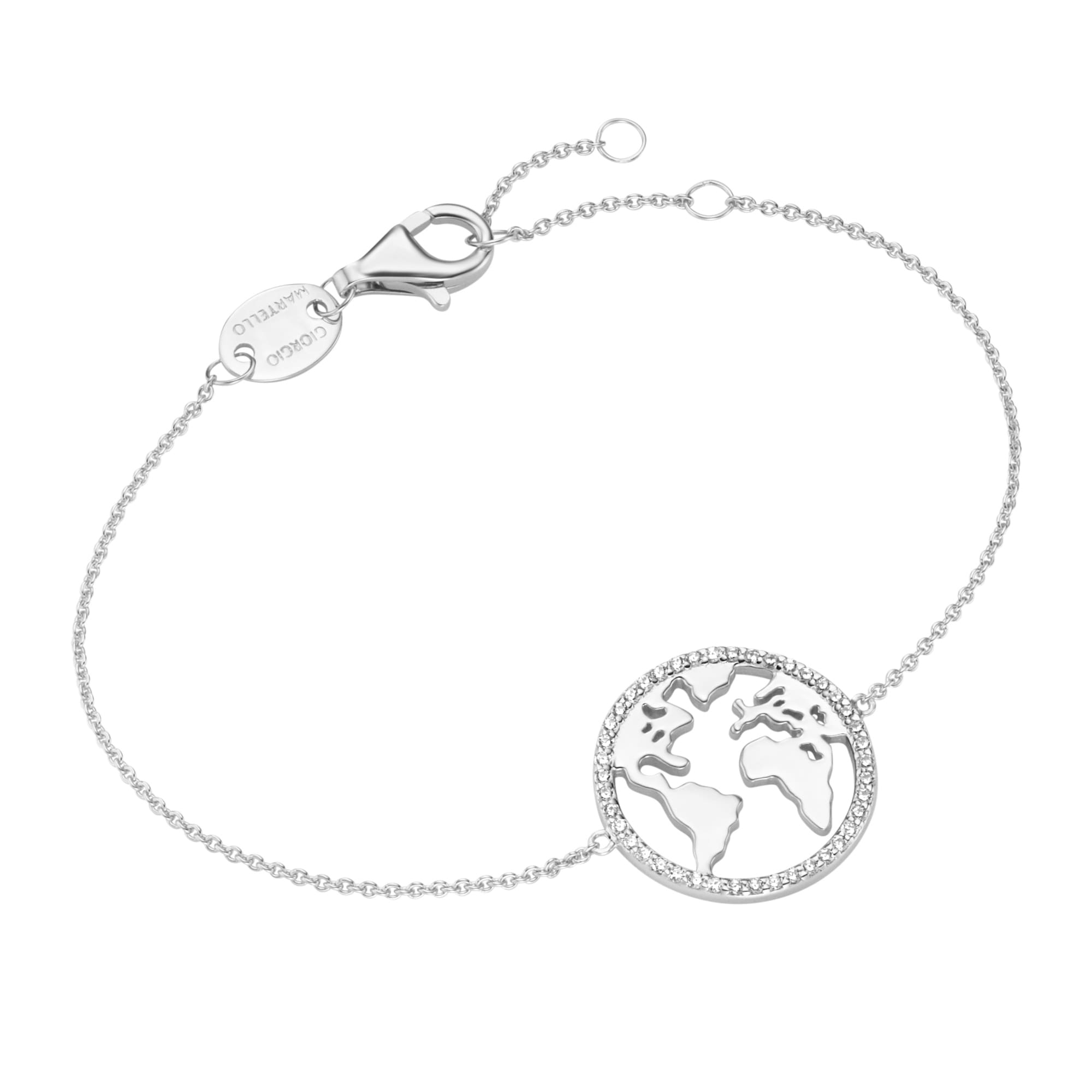 GIORGIO MARTELLO MILANO Armband »Weltkugel, Weltkarte mit Zirkonia, Travel, Silber  925« online bestellen | BAUR