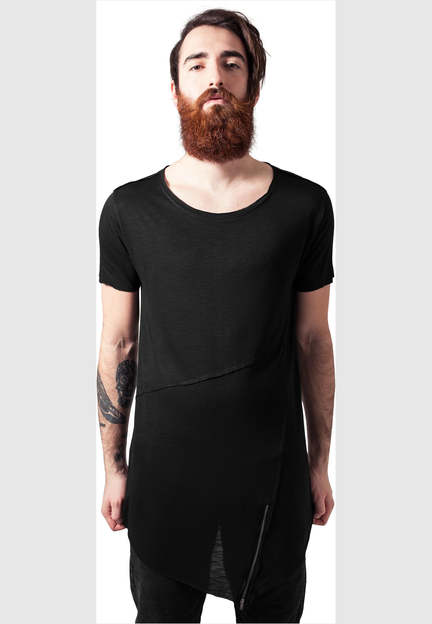 URBAN CLASSICS T-Shirt »Urban Classics Herren Long Open Edge Front Zip Tee«, (1 tlg.)