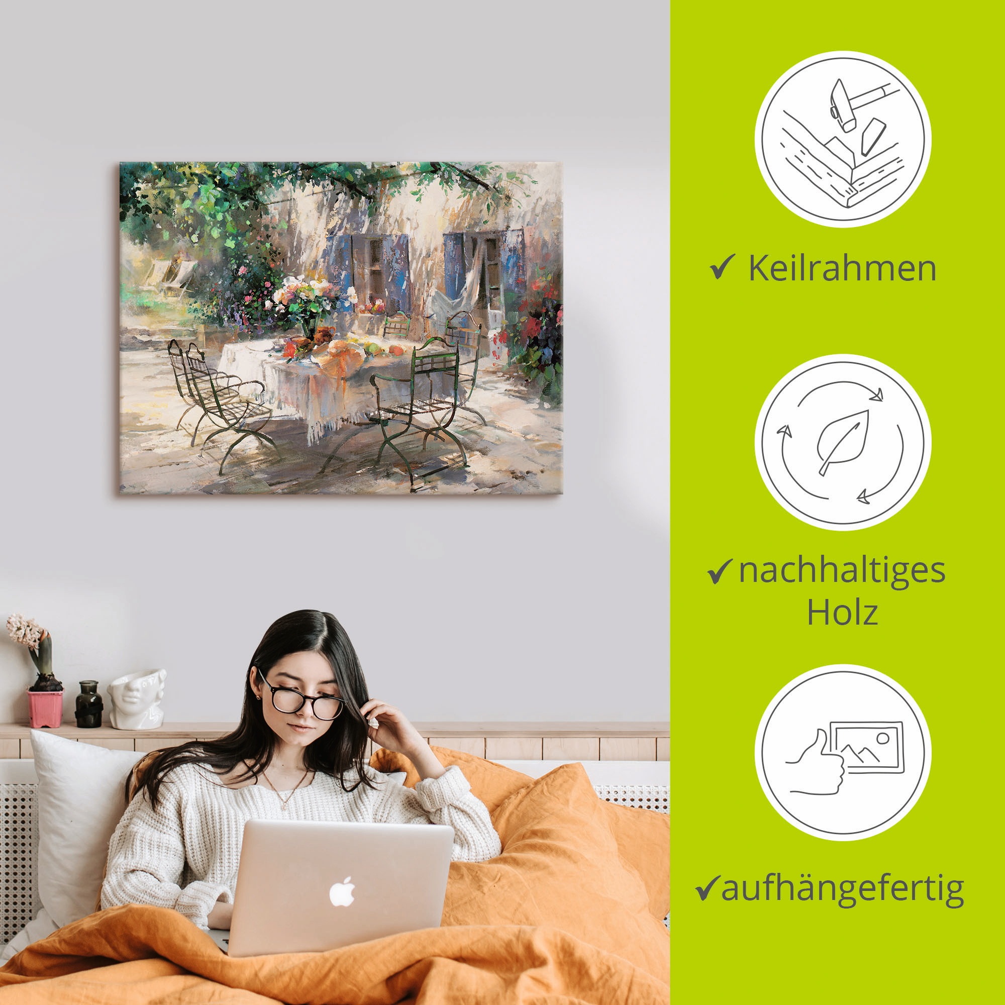 Artland Leinwandbild »Schatten Garten« Garten 1 Stk. tlg. auf Holzrahmen gespannt