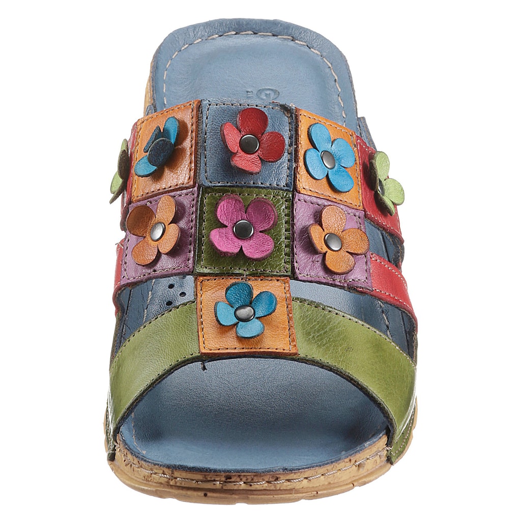 Schuhe Schuhtrends für Damen Gemini Pantolette »Kitty«, mit bunter Blüten-Verzierung bunt