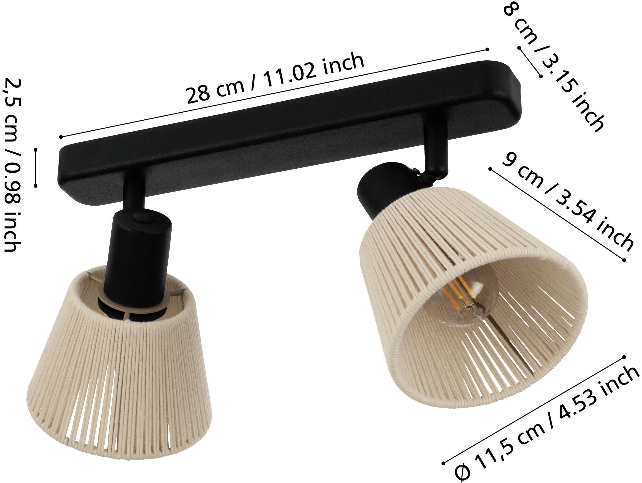 EGLO Deckenspot »SEAGARD Spotlampe - Stahl - E14 - 2X40W - IP20« E14 1 Stk. Deckenlampe, Deckenstrahler, Strahler, L30 x B11,5 x H13,5 cm