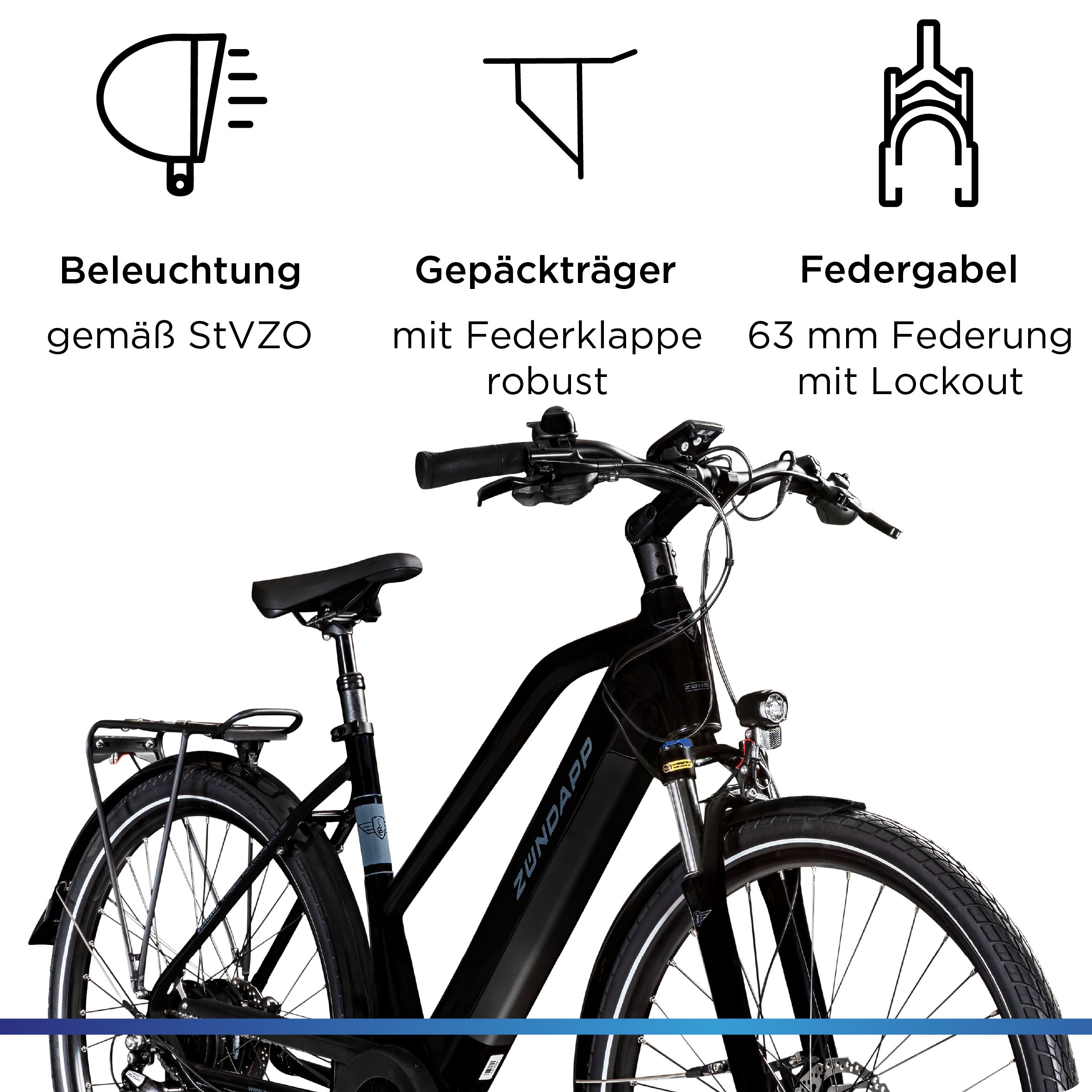 Zündapp E-Bike »Z810«, 24 Gang, Shimano, Altus RD-M310, Heckmotor 250 W, Pedelec, Elektrofahrrad für Damen