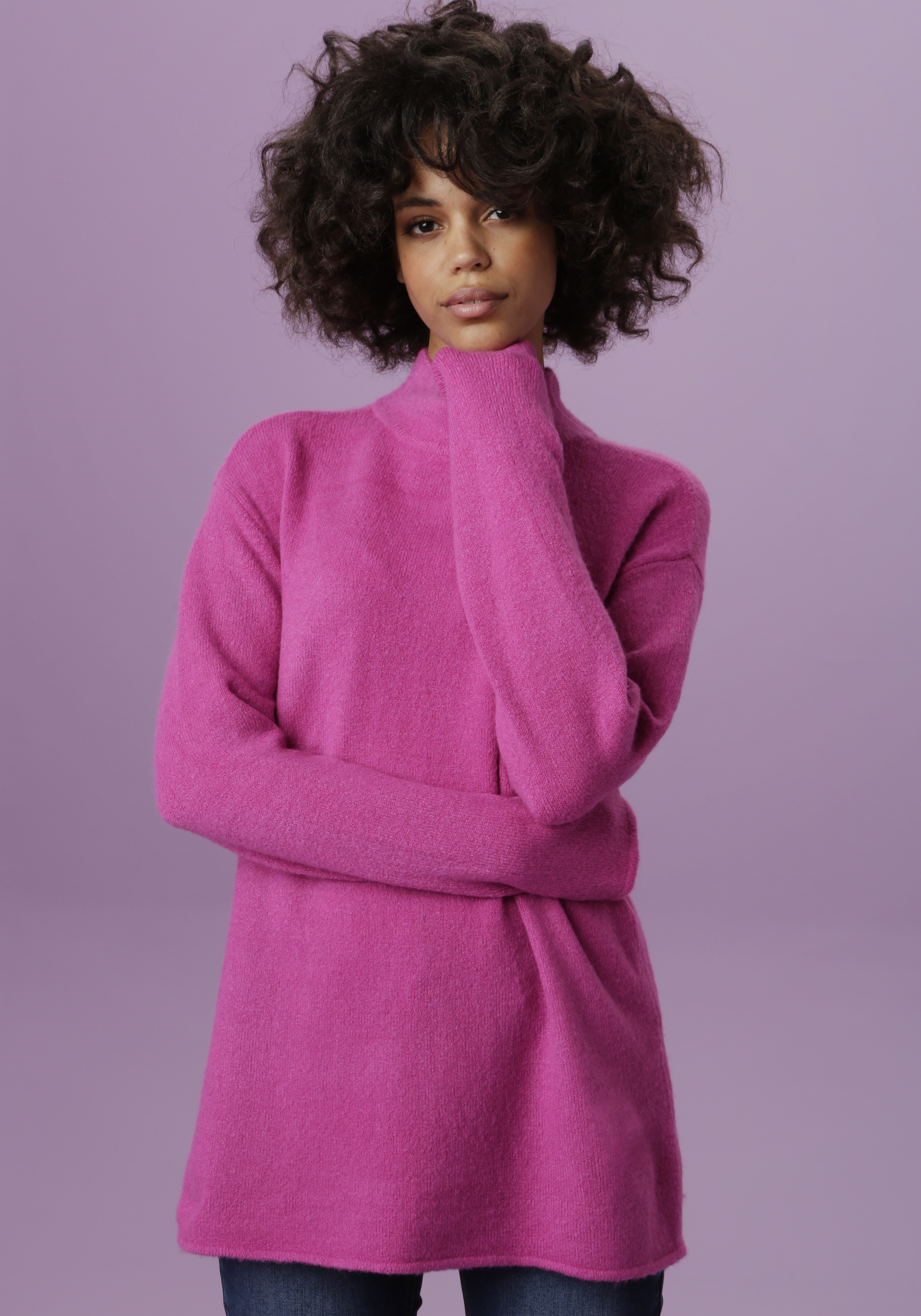 Strickpullover, mit Stehkragen