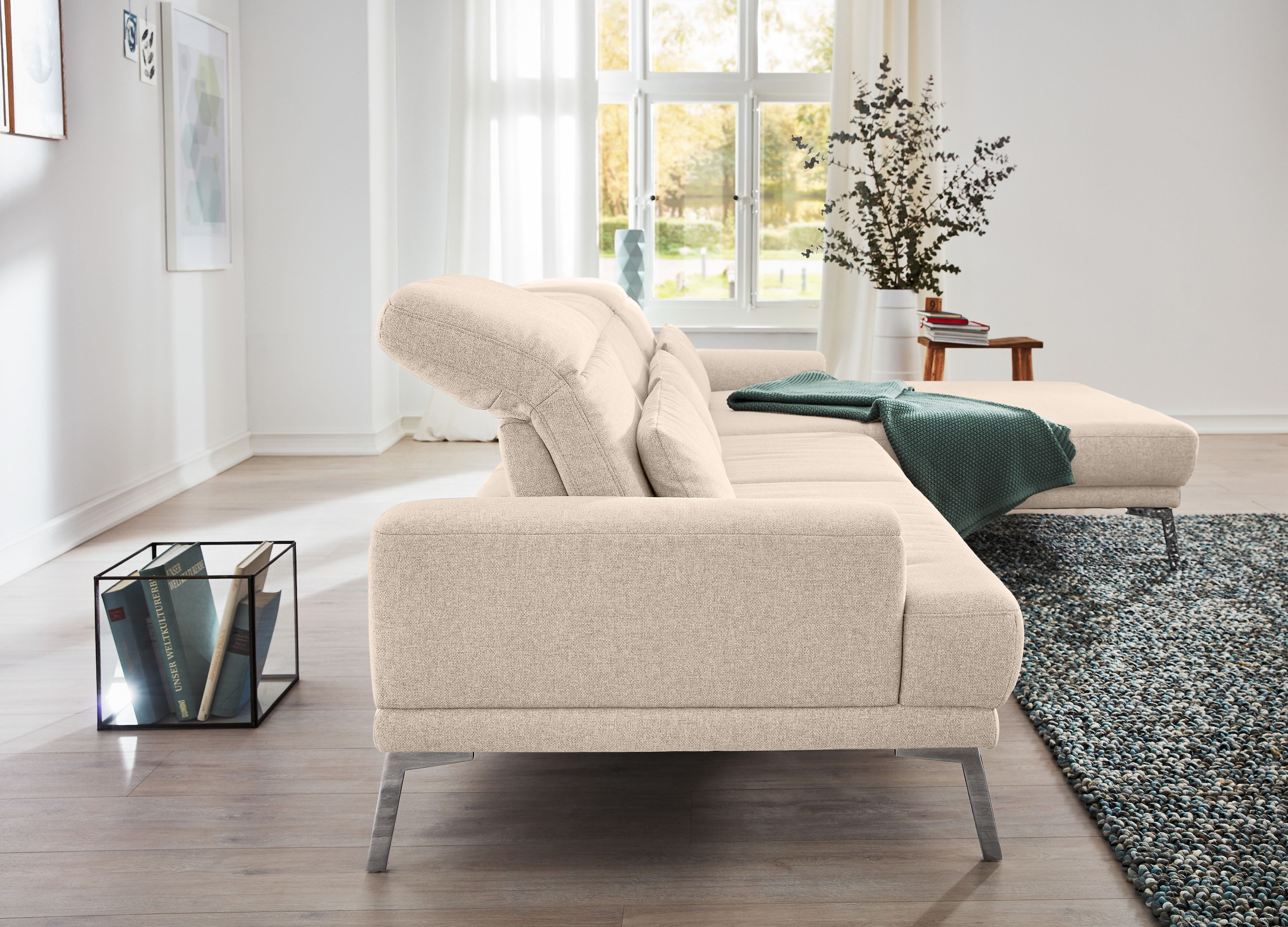 Musterring Ecksofa »MR 4580«, mit Kopf- und Sitztiefenverstellung, Metallfuß chrom, 288 x 193/220cm